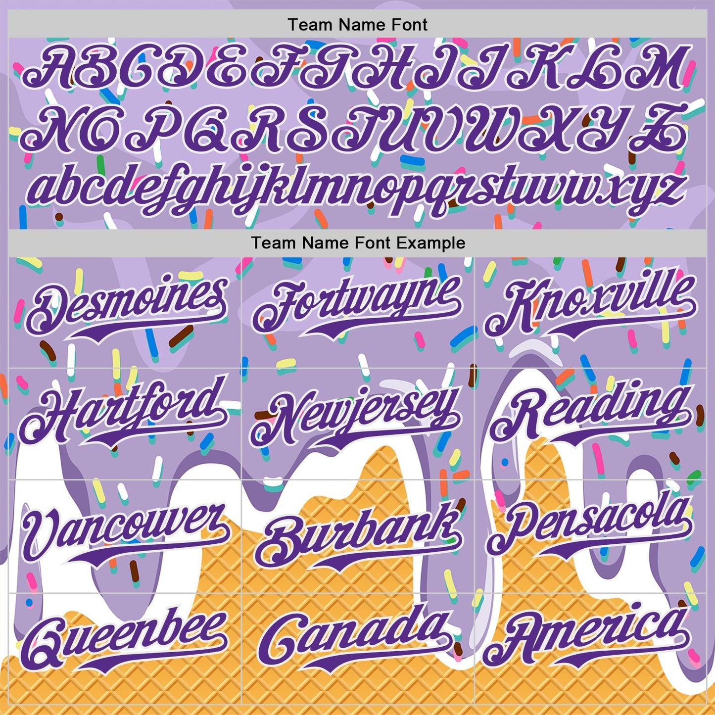 Custom Light Purple Purple Yellow-White Foodie Food Dessert Melting Cream Waffle Grid Authentic Baseball Jersey baseball jersey product view 4