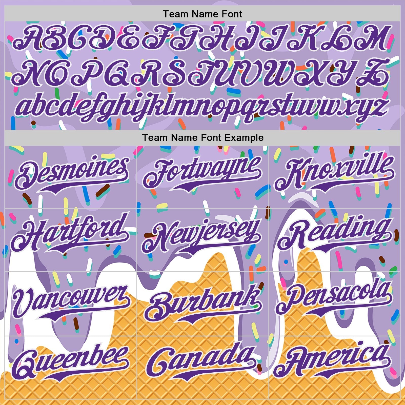 Custom Light Purple Purple Yellow-White Foodie Food Dessert Melting Cream Waffle Grid Authentic Baseball Jersey baseball jersey product view 4