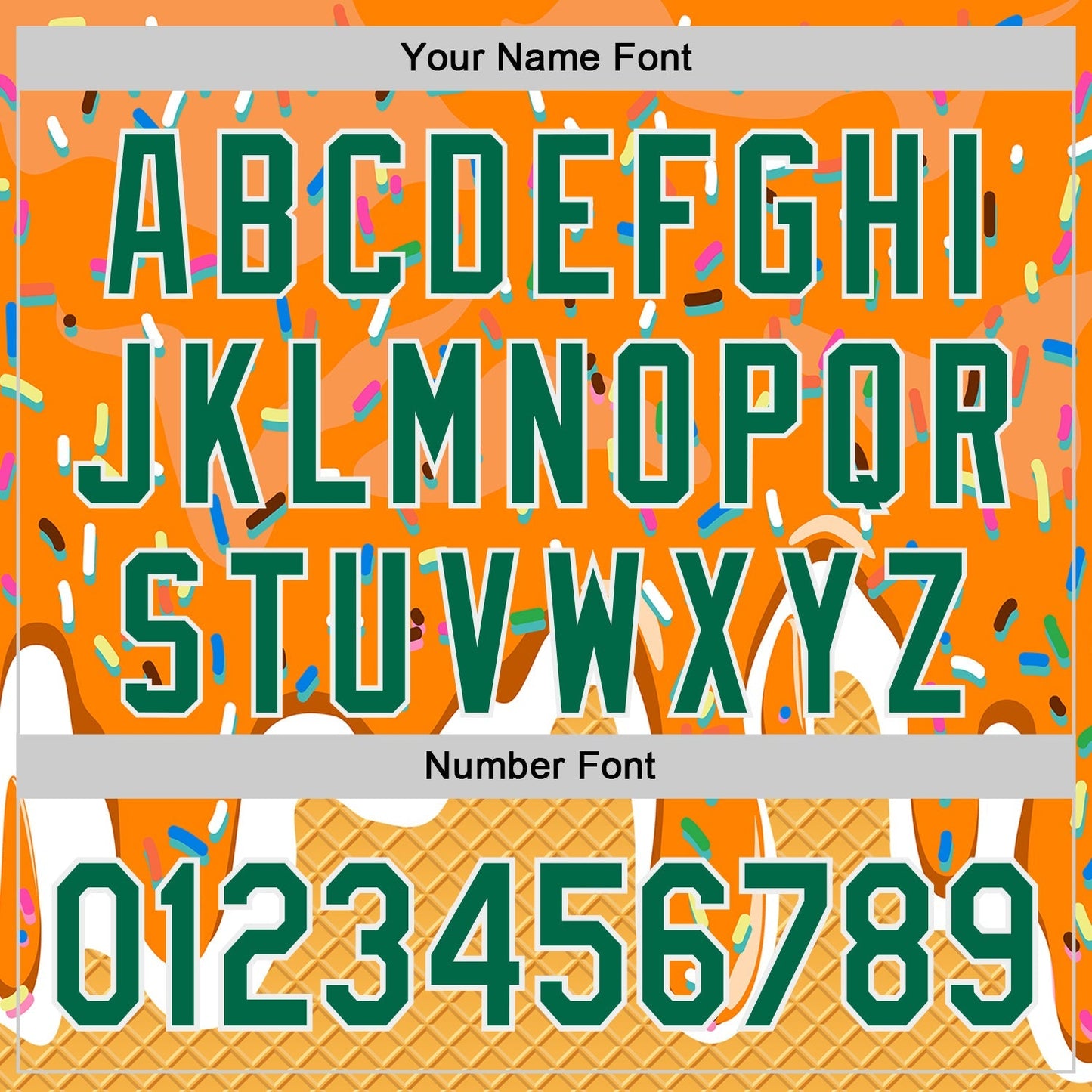 Custom Bay Orange Kelly Green Yellow-White Foodie Food Dessert Melting Cream Waffle Grid Authentic Baseball Jersey baseball jersey product view 5