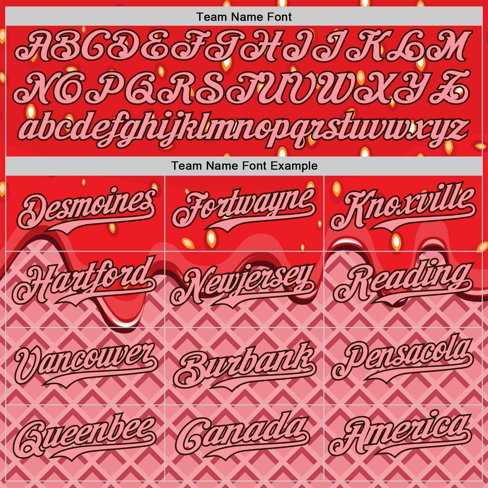 Custom Red Medium Pink-Brown Foodie Food Dessert Melting Cream Waffle Grid Authentic Baseball Jersey baseball jersey product view 4