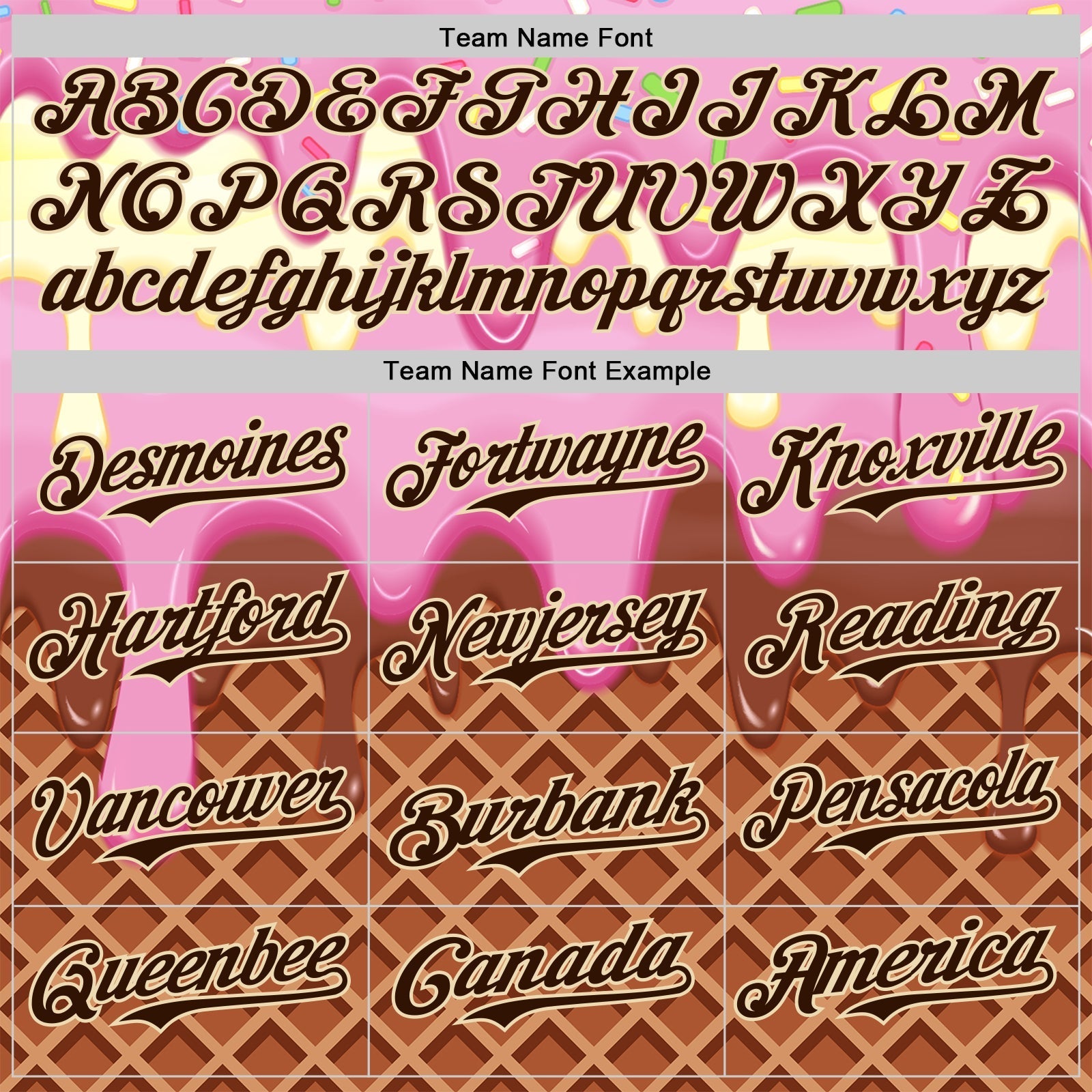 Custom Light Pink Brown-Cream Foodie Food Dessert Melting Cream Waffle Grid Authentic Baseball Jersey baseball jersey product view 4