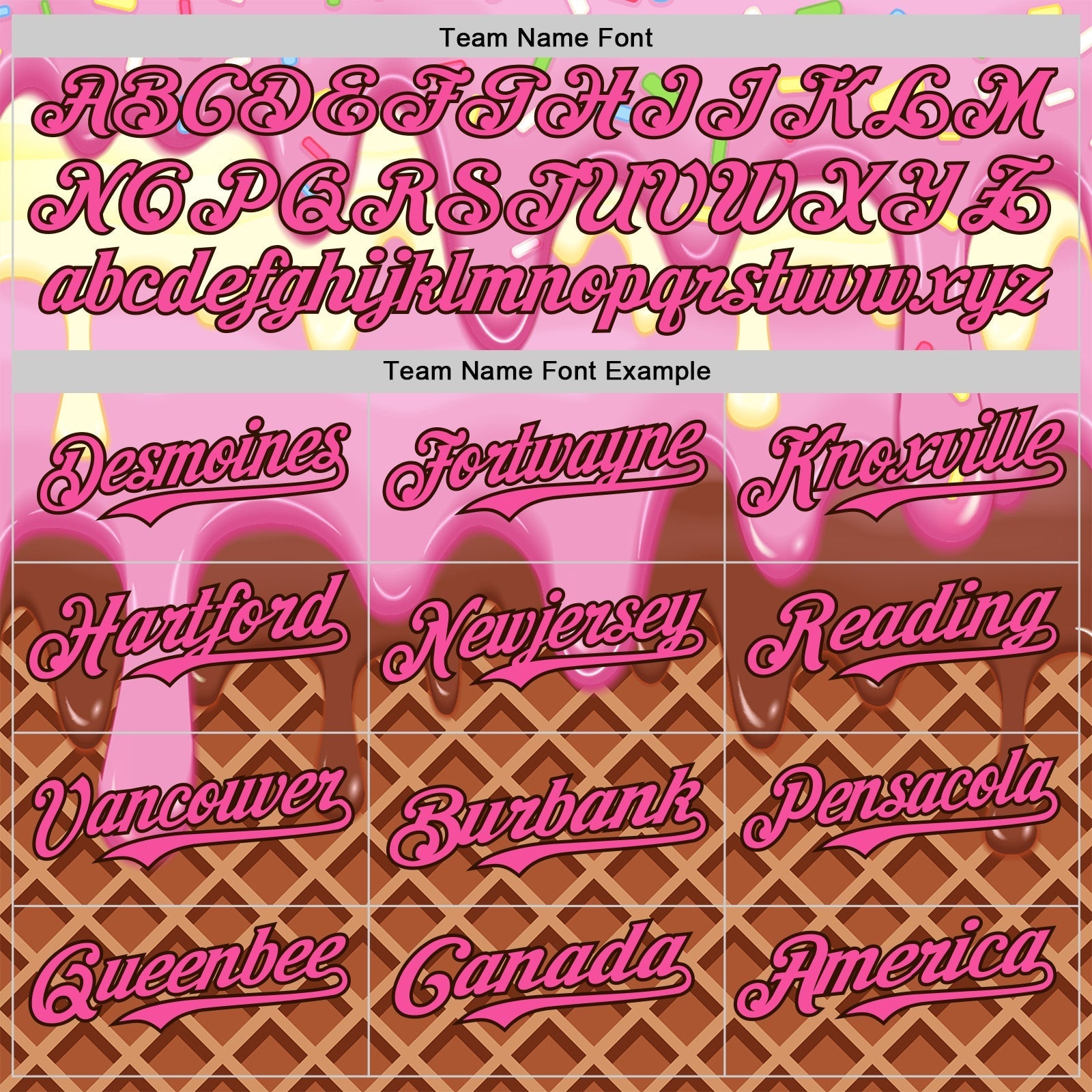 Custom Light Pink Pink Yellow-Brown Foodie Food Dessert Melting Cream Waffle Grid Authentic Baseball Jersey baseball jersey product view 4