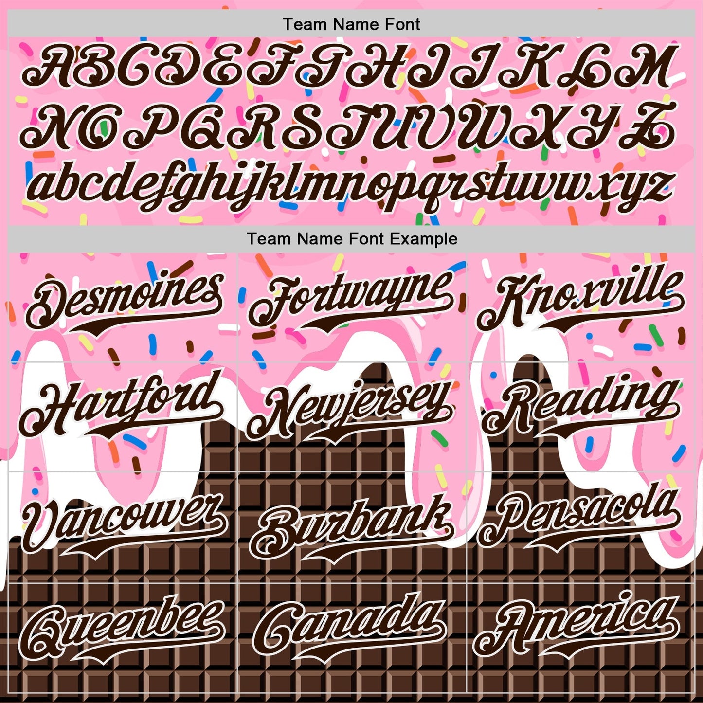 Custom Light Pink Brown-White Foodie Food Dessert Melting Cream Chocolate Grid Authentic Baseball Jersey baseball jersey product view 4