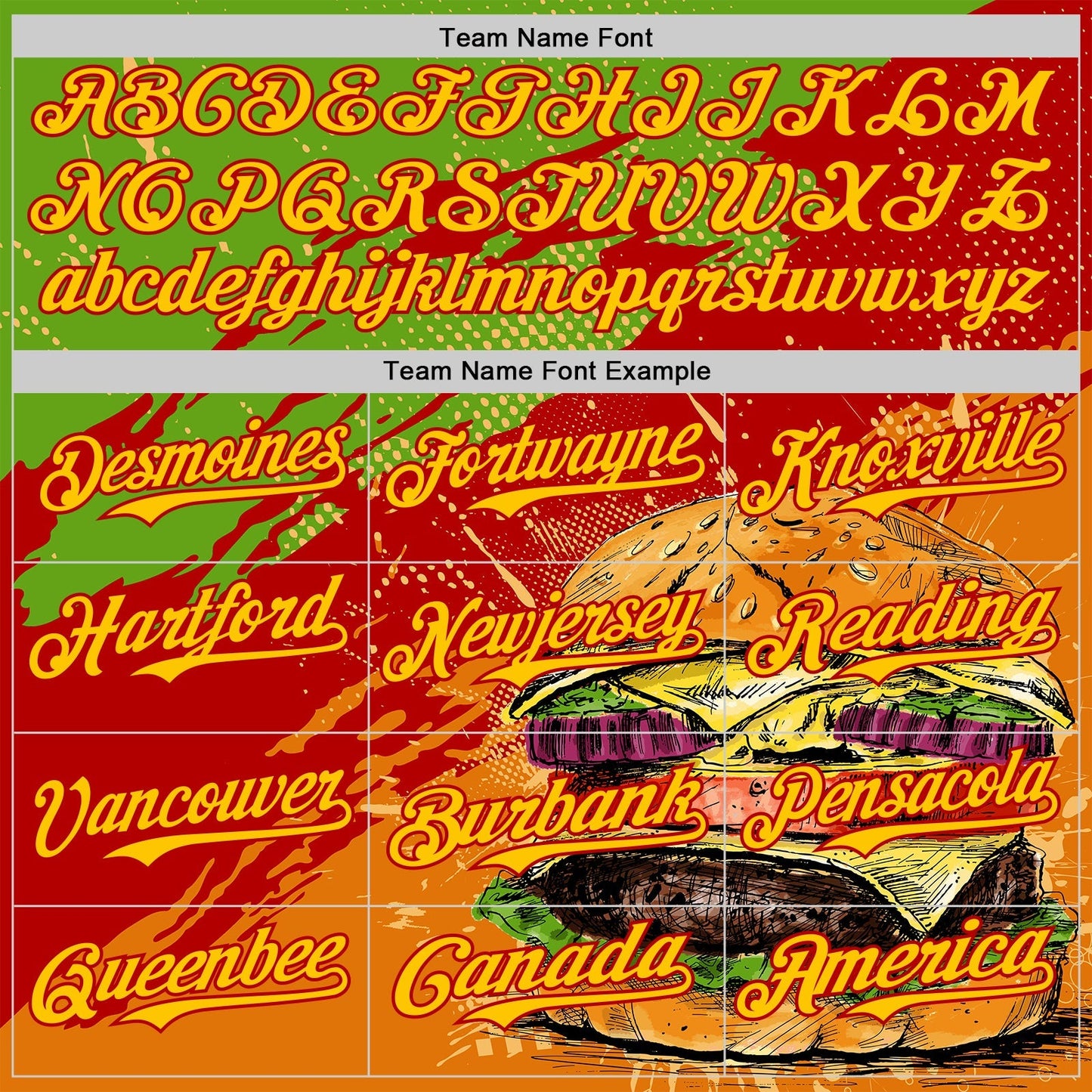 Custom Aurora Green Yellow-Red Foodie Fast Food Burger Authentic Baseball Jersey baseball jersey product view 4