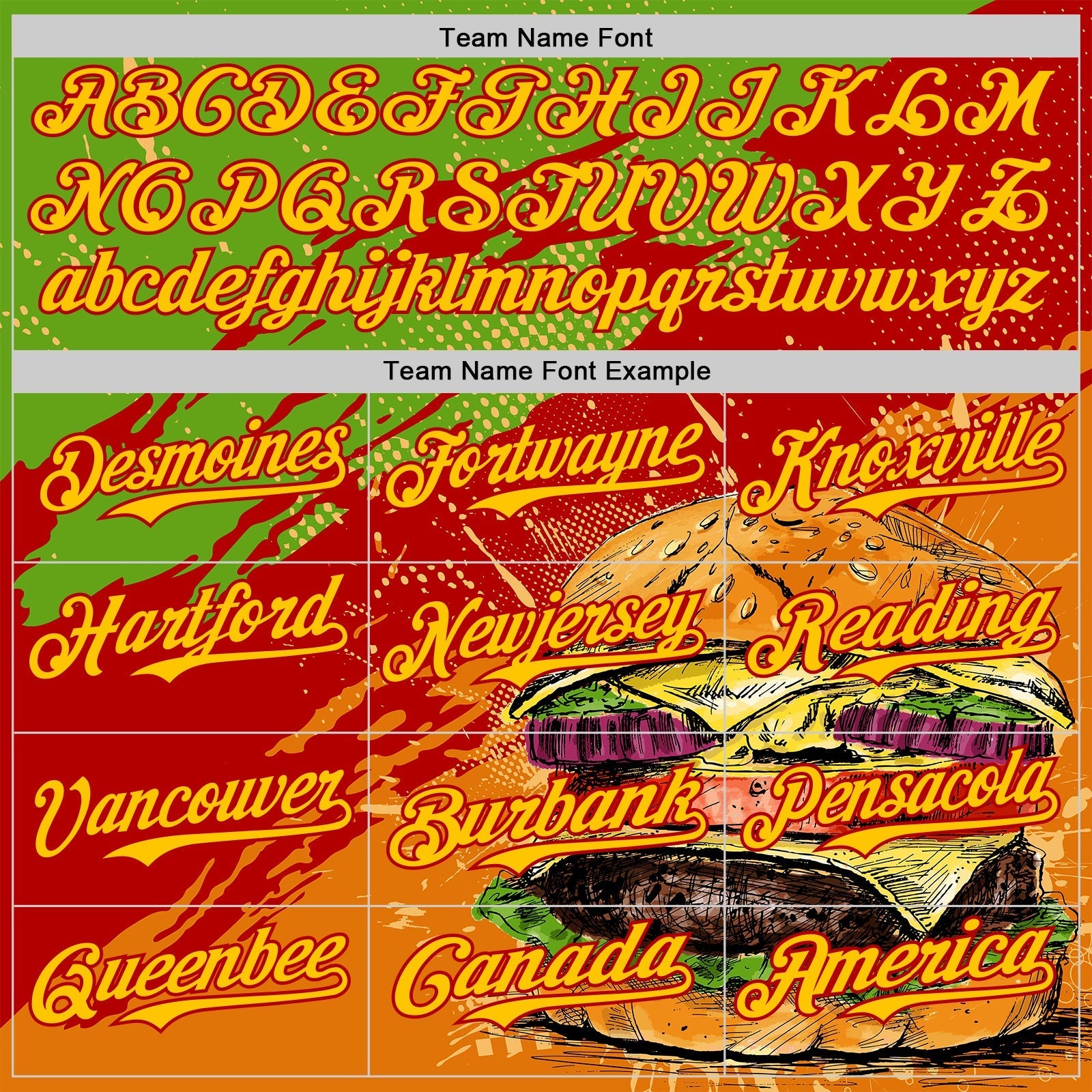 Custom Aurora Green Yellow-Red Foodie Fast Food Burger Authentic Baseball Jersey baseball jersey product view 4