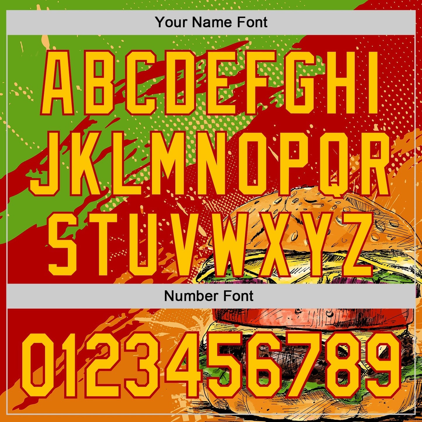Custom Aurora Green Yellow-Red Foodie Fast Food Burger Authentic Baseball Jersey baseball jersey product view 5