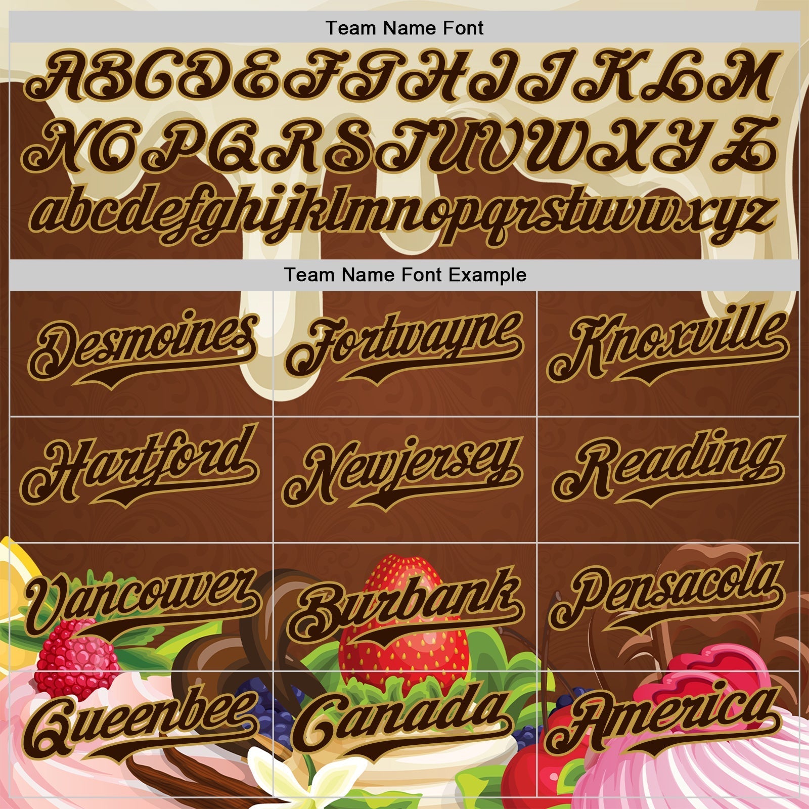 Custom Cream Brown-Old Gold Foodie Food Dessert Chocolate Fruit Authentic Baseball Jersey baseball jersey product view 4