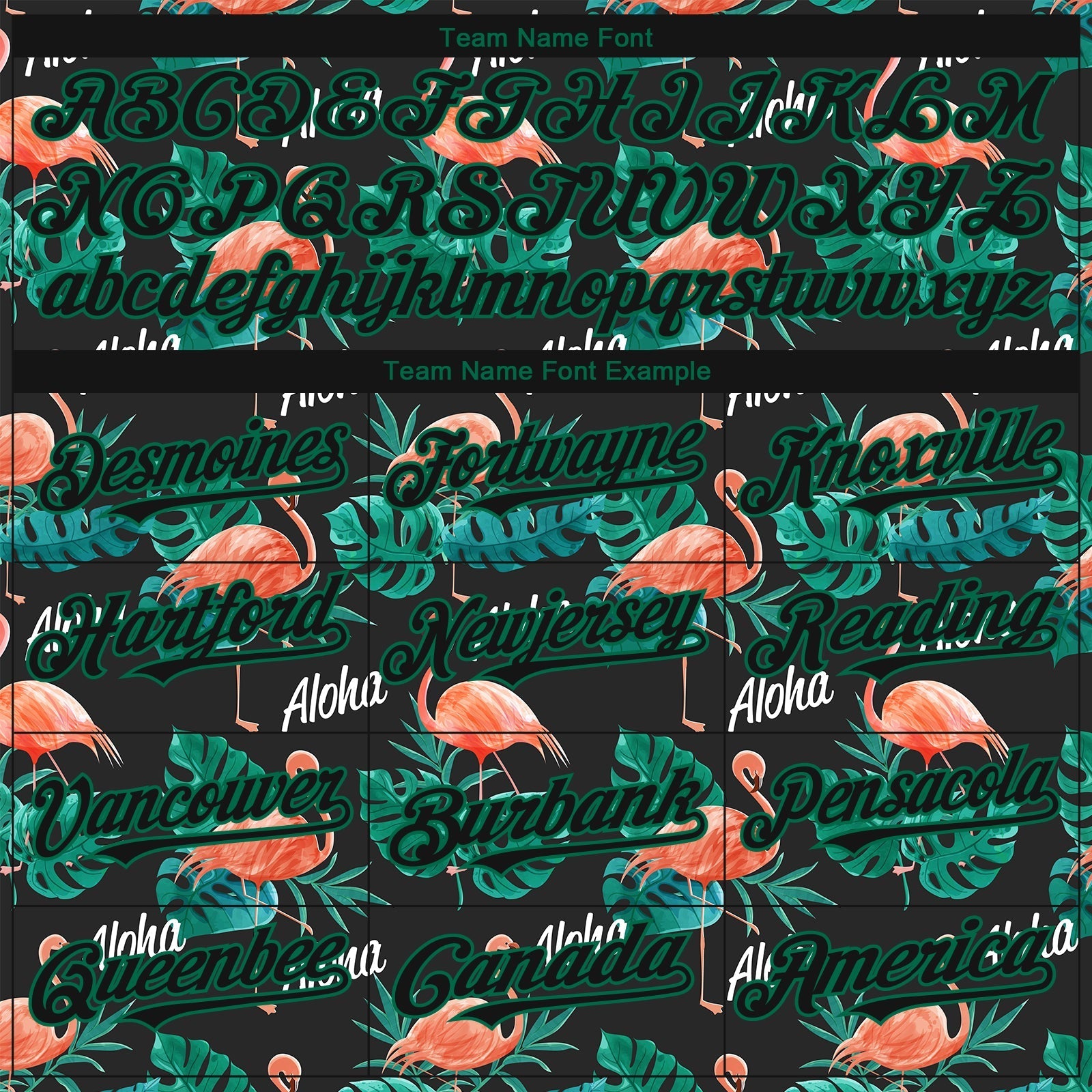 Custom Black Kelly Green 3D Pattern Design Hawaii Flamingos And Leaves Authentic Baseball Jersey baseball jersey product view 4