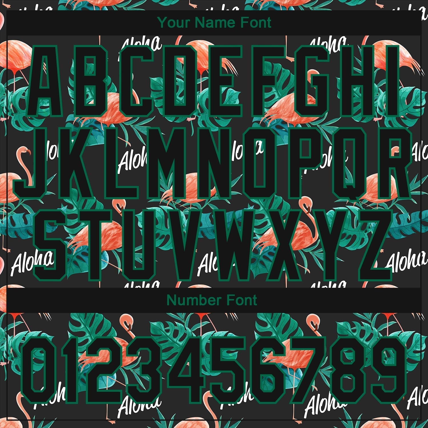 Custom Black Kelly Green 3D Pattern Design Hawaii Flamingos And Leaves Authentic Baseball Jersey baseball jersey product view 5