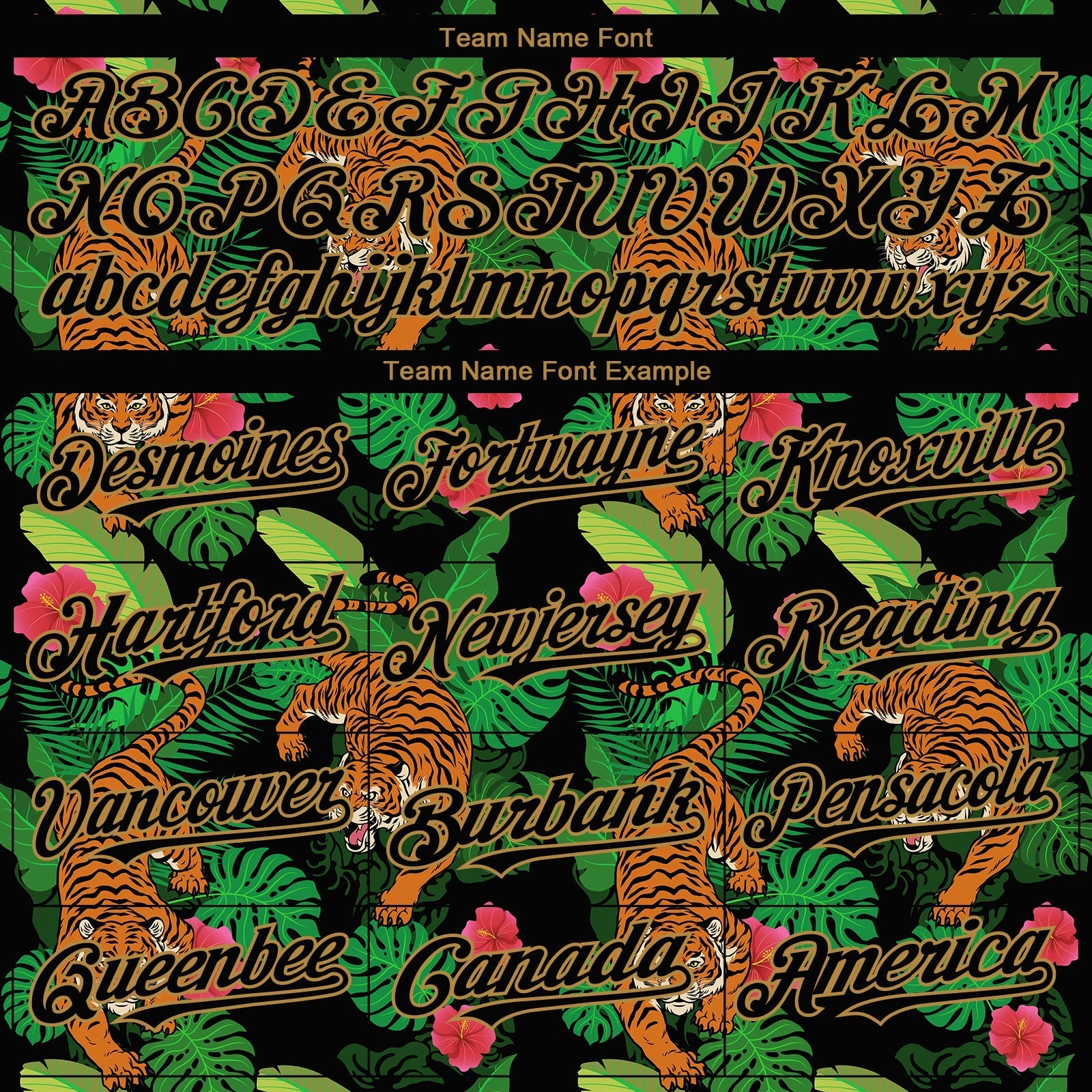 Custom Black Old Gold 3D Pattern Design Hawaii Tropical Tiger Authentic Baseball Jersey baseball jersey product view 4