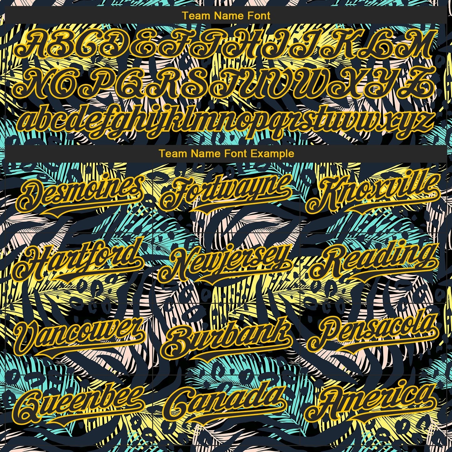 Custom Black Yellow 3D Pattern Design Hawaii Tropical Palm Leaves With Animal Print Authentic Baseball Jersey baseball jersey product view 4