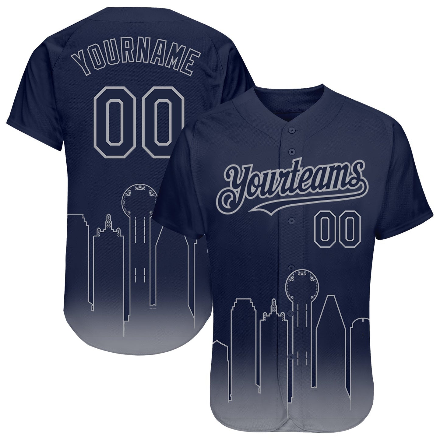 Custom Navy Gray 3D Dallas City Edition Fade Fashion Authentic Baseball Jersey baseball jersey product view 1