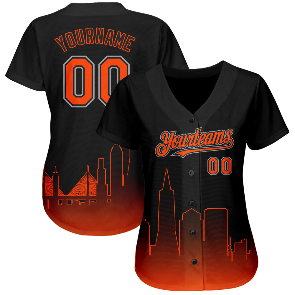 Custom Black Orange-Gray 3D San Francisco City Edition Fade Fashion Authentic Baseball Jersey baseball jersey product view 2