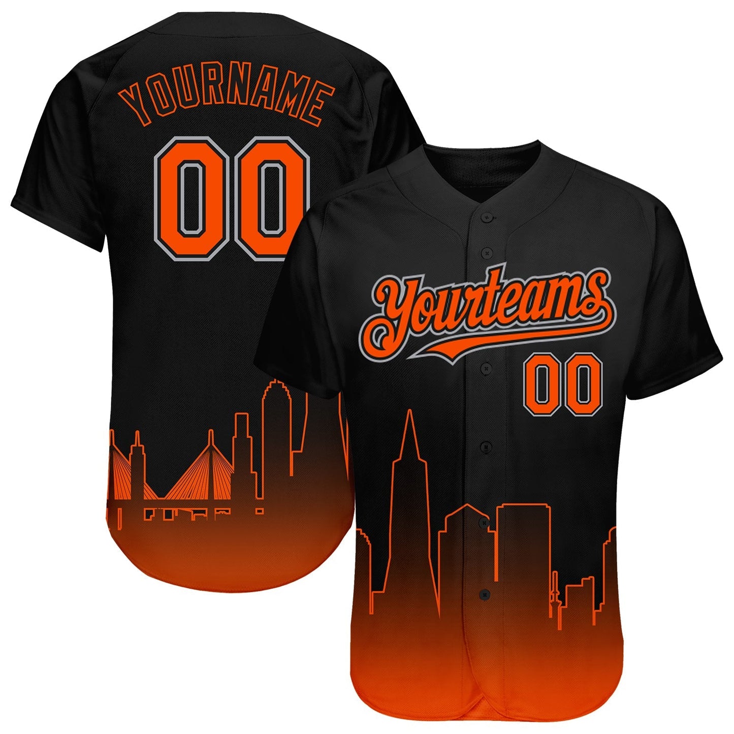 Custom Black Orange-Gray 3D San Francisco City Edition Fade Fashion Authentic Baseball Jersey baseball jersey product view 1