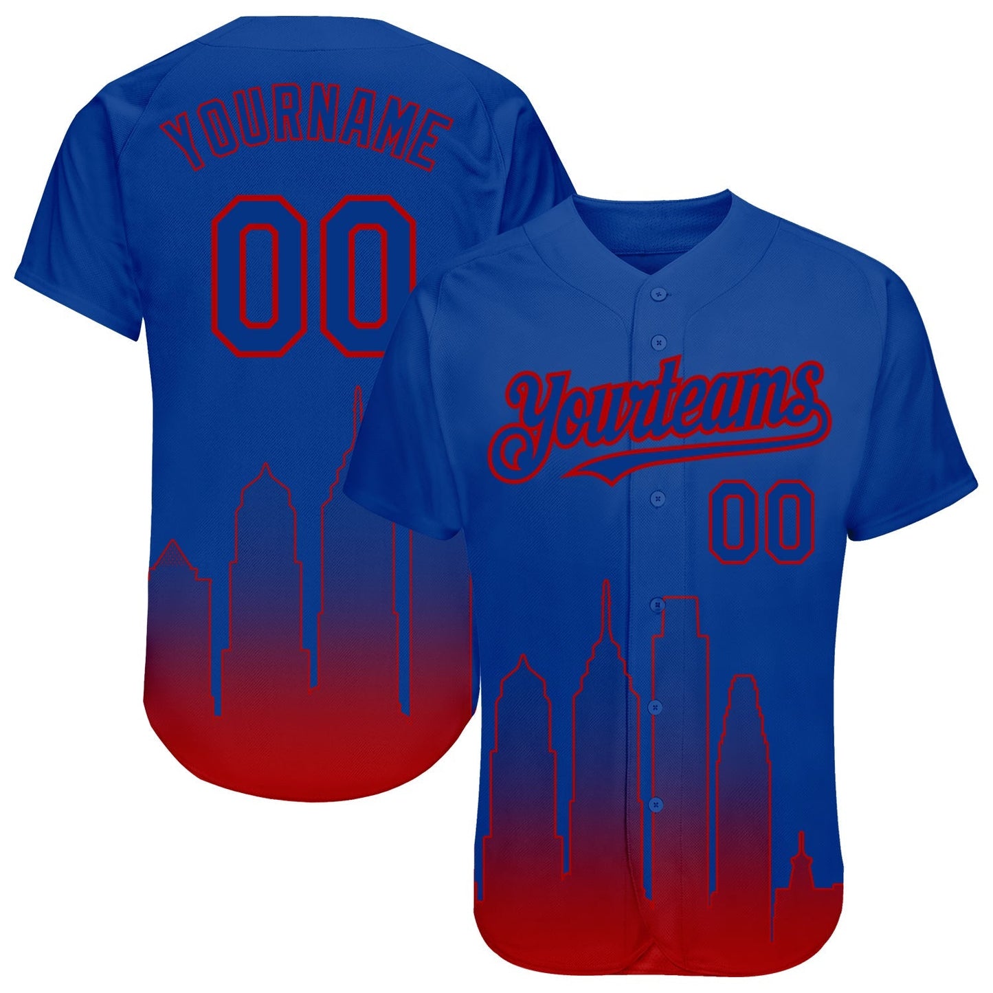 Custom Royal Red 3D Philadelphia City Edition Fade Fashion Authentic Baseball Jersey baseball jersey product view 1