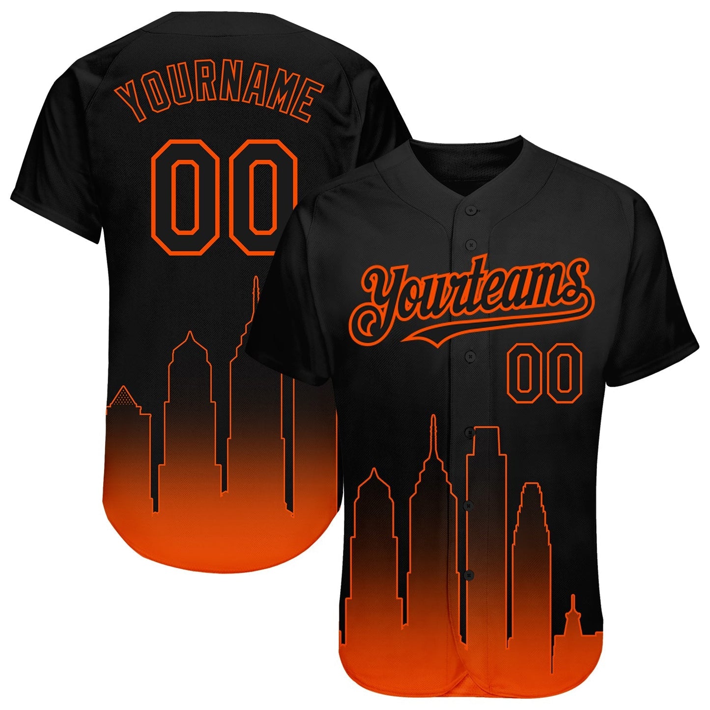 Custom Black Orange 3D Philadelphia City Edition Fade Fashion Authentic Baseball Jersey baseball jersey product view 1