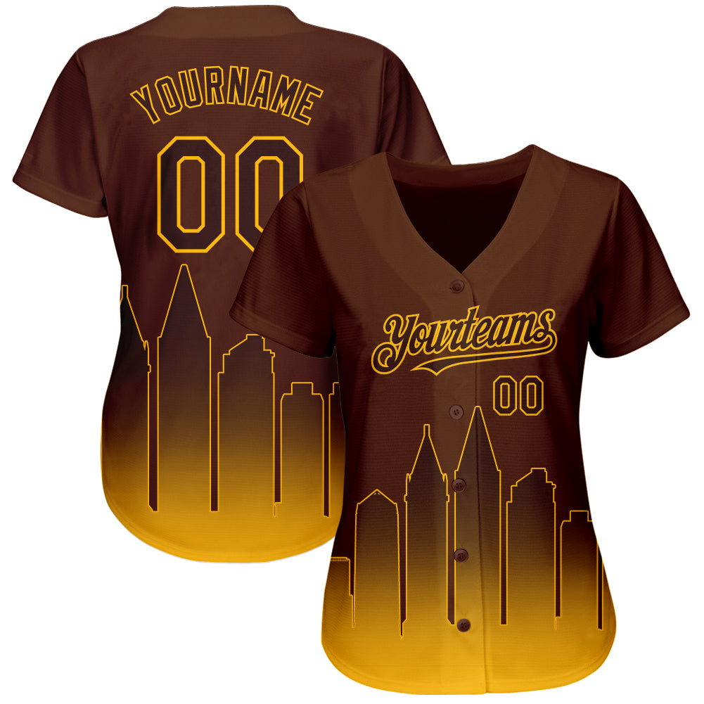 Custom Brown Gold 3D San Diego City Edition Fade Fashion Authentic Baseball Jersey baseball jersey product view 2