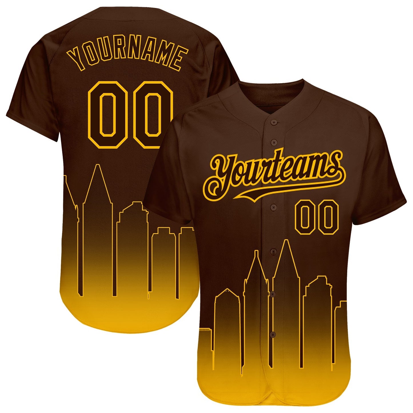 Custom Brown Gold 3D San Diego City Edition Fade Fashion Authentic Baseball Jersey baseball jersey product view 1