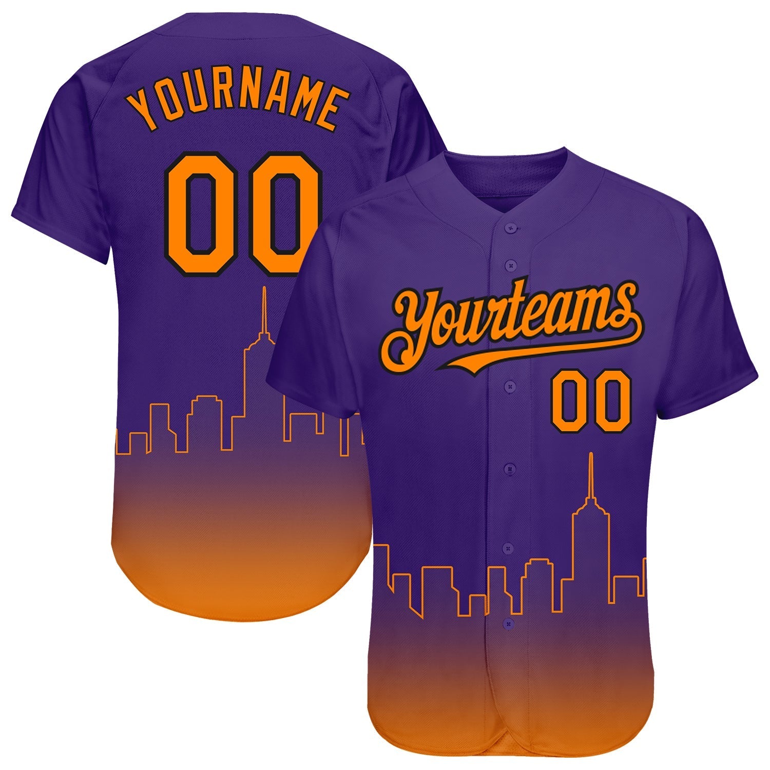 Custom Purple Bay Orange-Black 3D Phoenix City Edition Fade Fashion Authentic Baseball Jersey baseball jersey product view 1