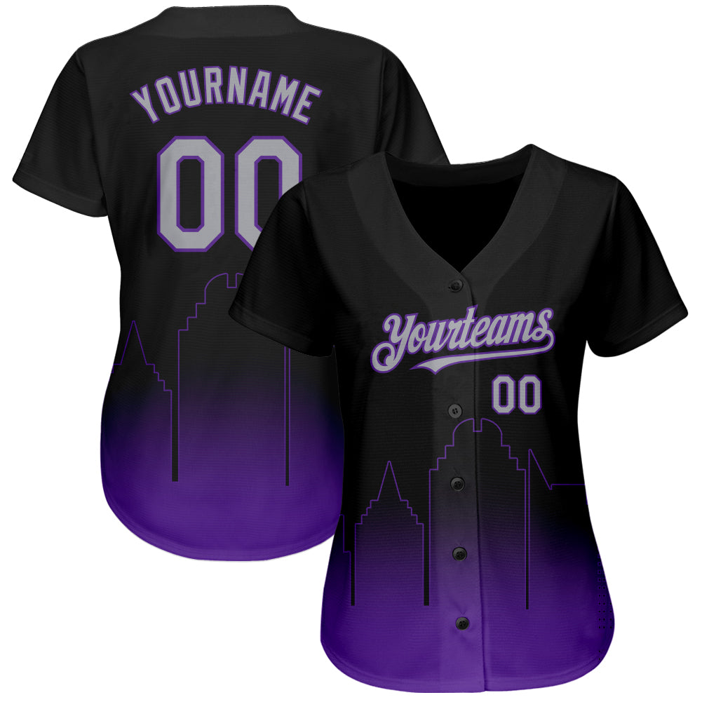 Custom Black Gray-Purple 3D Sacramento City Edition Fade Fashion Authentic Baseball Jersey baseball jersey product view 2