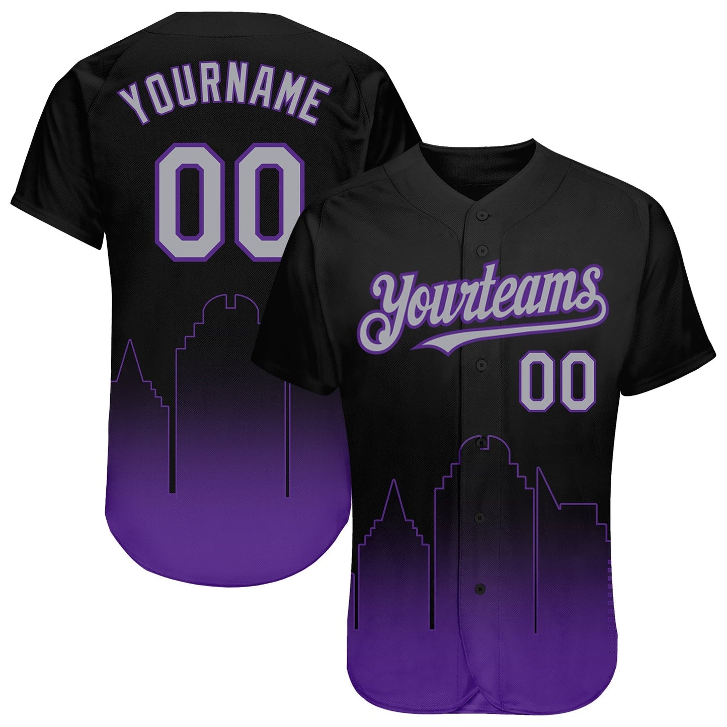 Custom Black Gray-Purple 3D Sacramento City Edition Fade Fashion Authentic Baseball Jersey baseball jersey product view 1