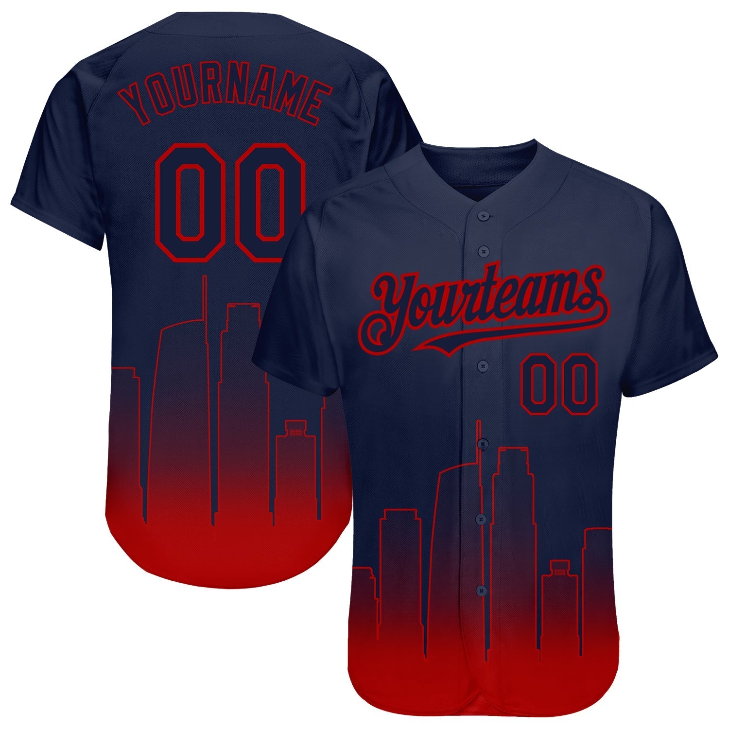 Custom Navy Navy-Red 3D Los Angeles City Edition Fade Fashion Authentic Baseball Jersey baseball jersey product view 1