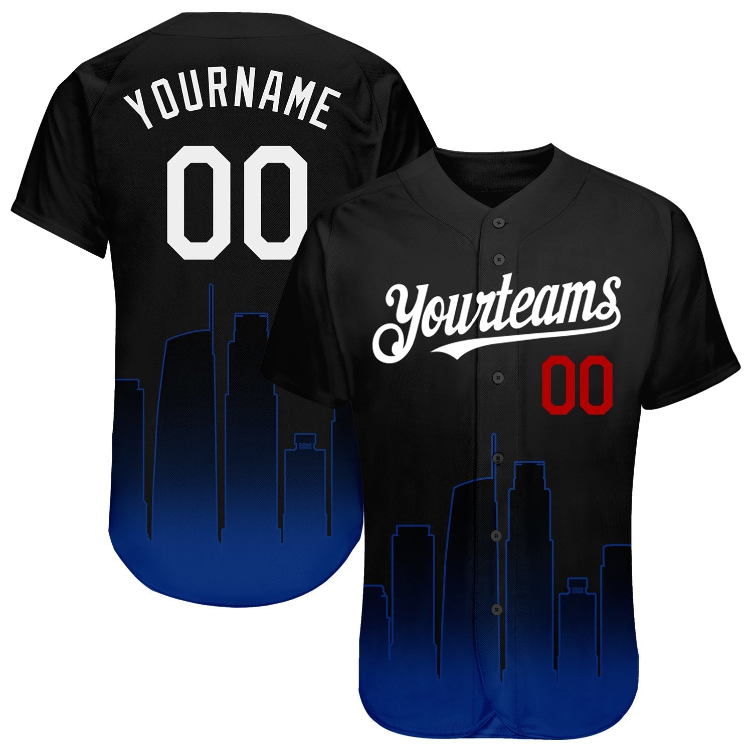 Custom Black White Royal-Red 3D Los Angeles City Edition Fade Fashion Authentic Baseball Jersey baseball jersey product view 1