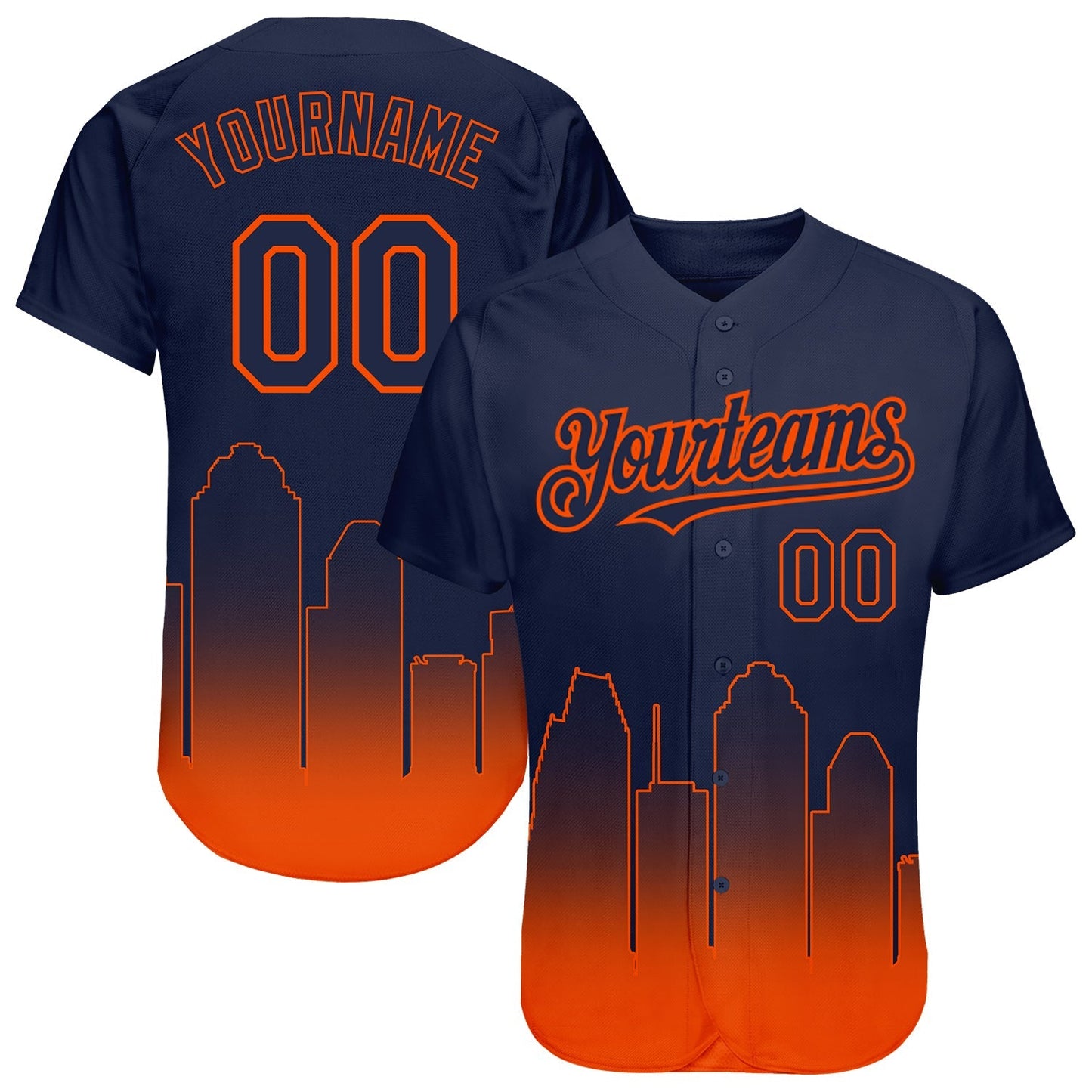 Custom Navy Orange 3D Houston City Edition Fade Fashion Authentic Baseball Jersey baseball jersey product view 1