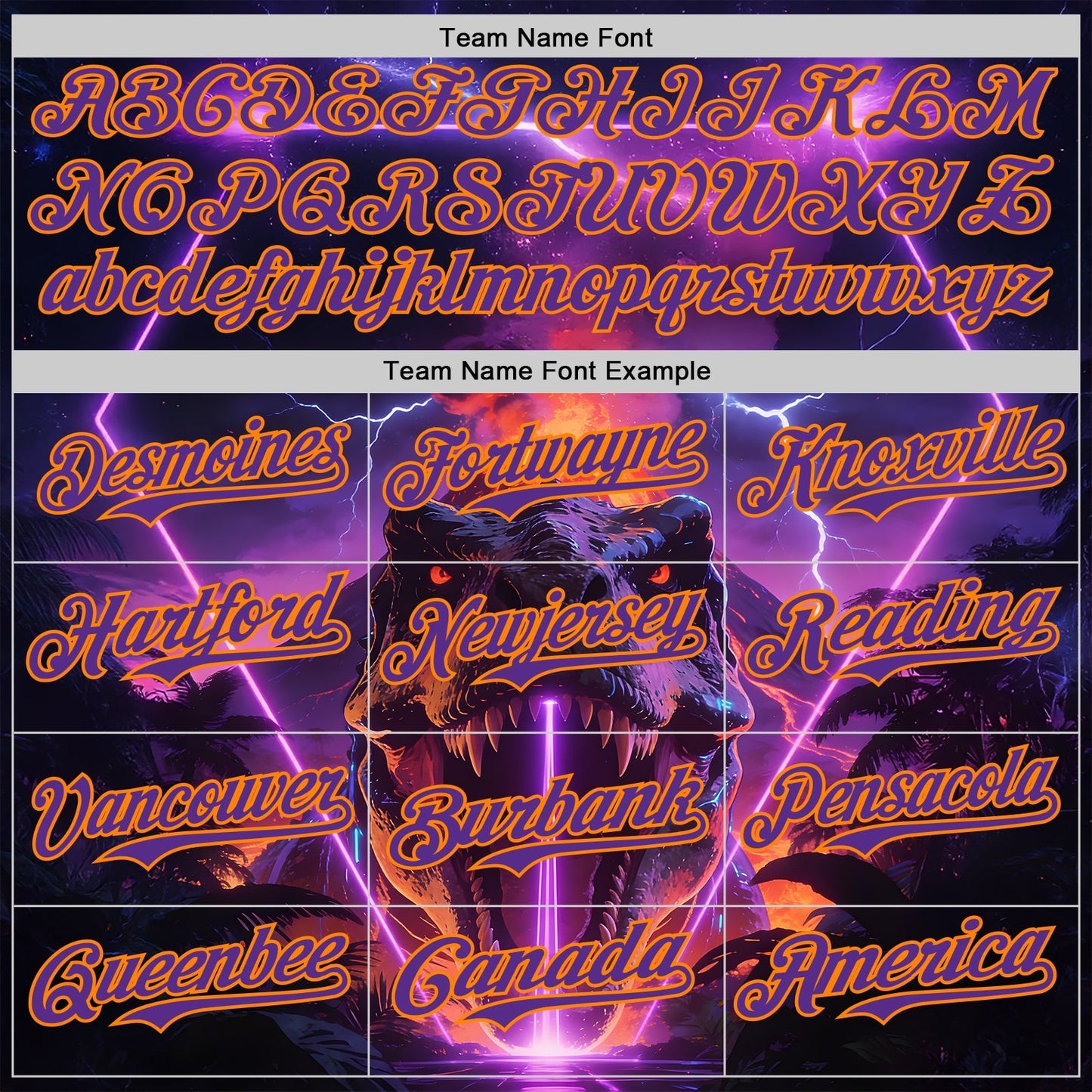 Custom Black Purple-Bay Orange Cyber Tropical Palm Trees Dinosaur Gothic Fantasy Authentic Baseball Jersey baseball jersey product view 4