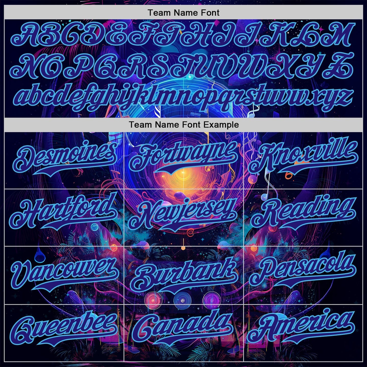Custom Blue Dark Purple-Sky Blue Cyber Tropical Palm Trees Music Festival Cosmic Nebula Authentic Baseball Jersey baseball jersey product view 4