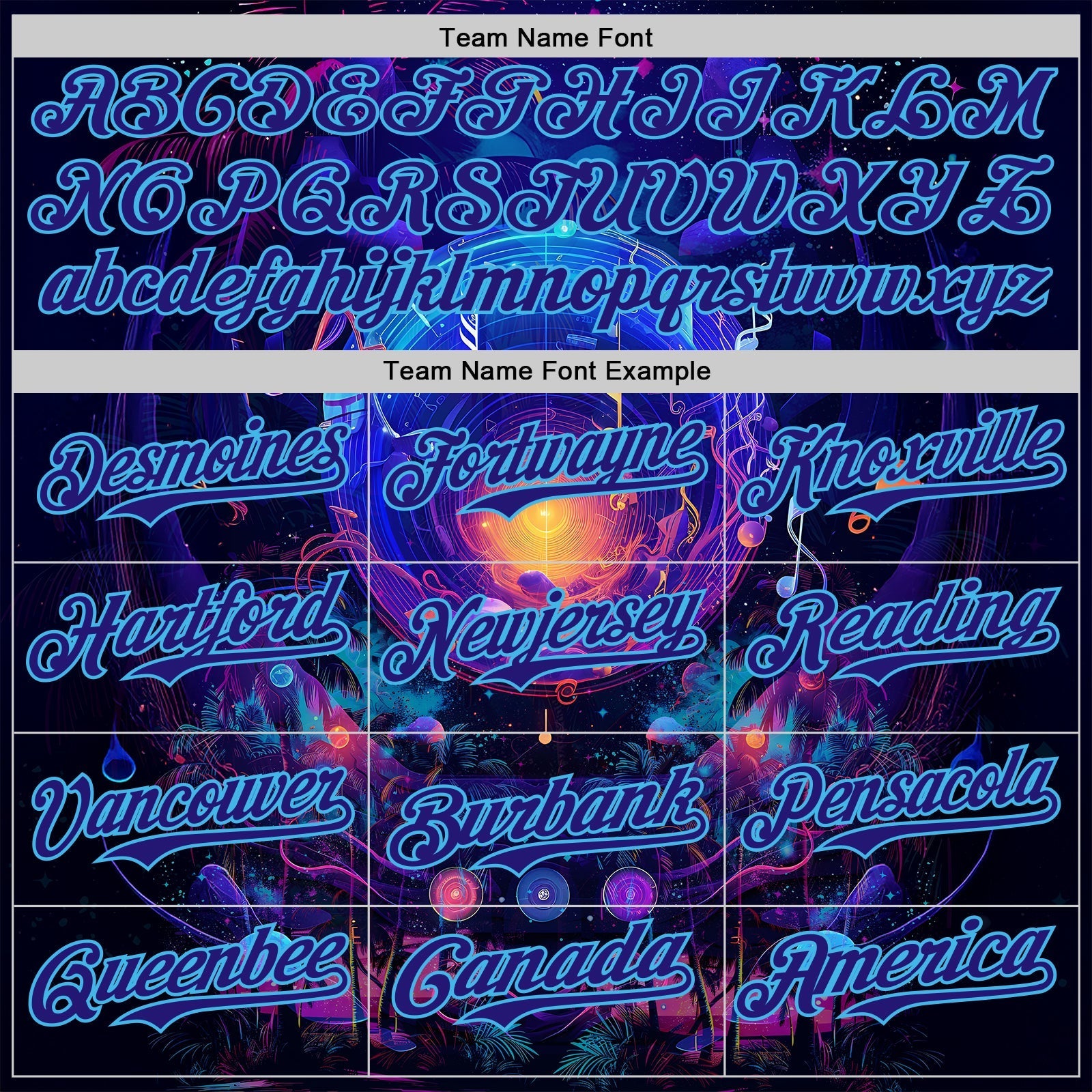 Custom Blue Dark Purple-Sky Blue Cyber Tropical Palm Trees Music Festival Cosmic Nebula Authentic Baseball Jersey baseball jersey product view 4