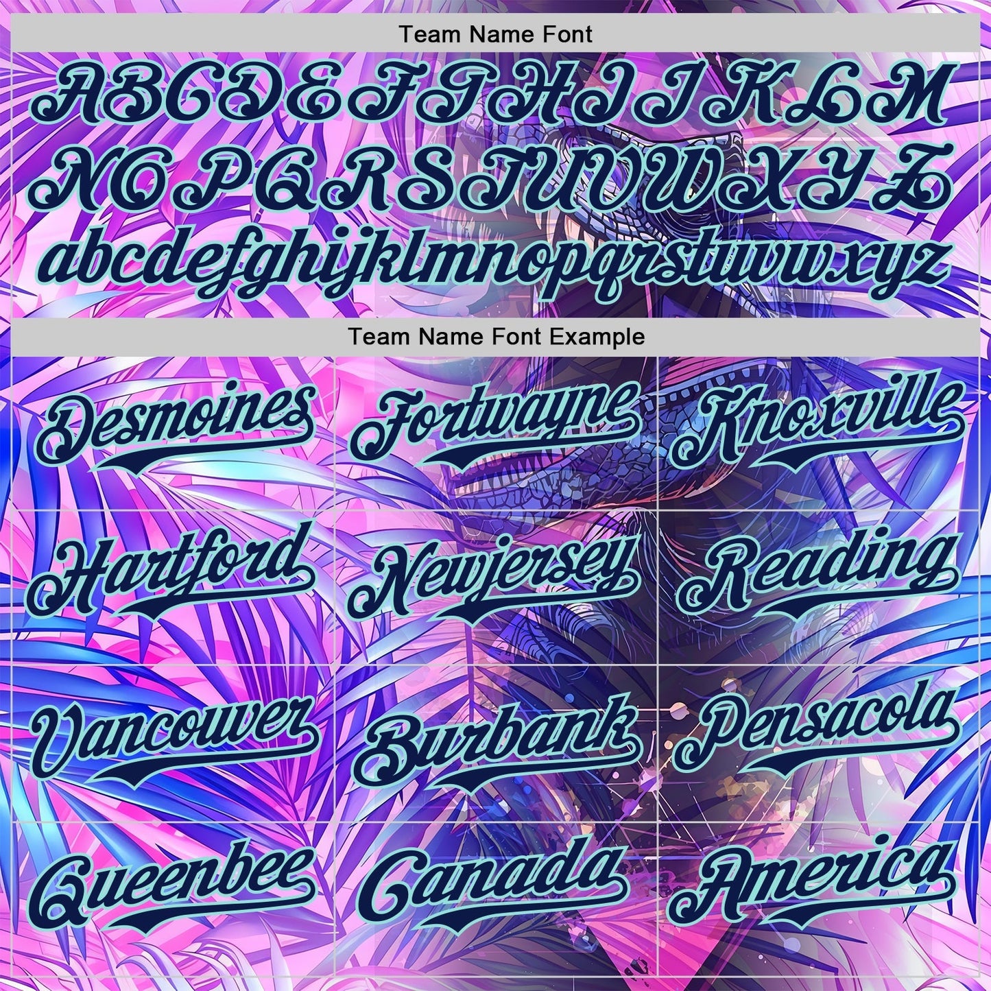 Custom Purple Navy-Ice Blue Cyber Tropical Palm Trees Dinosaur Gothic Fantasy Authentic Baseball Jersey baseball jersey product view 4