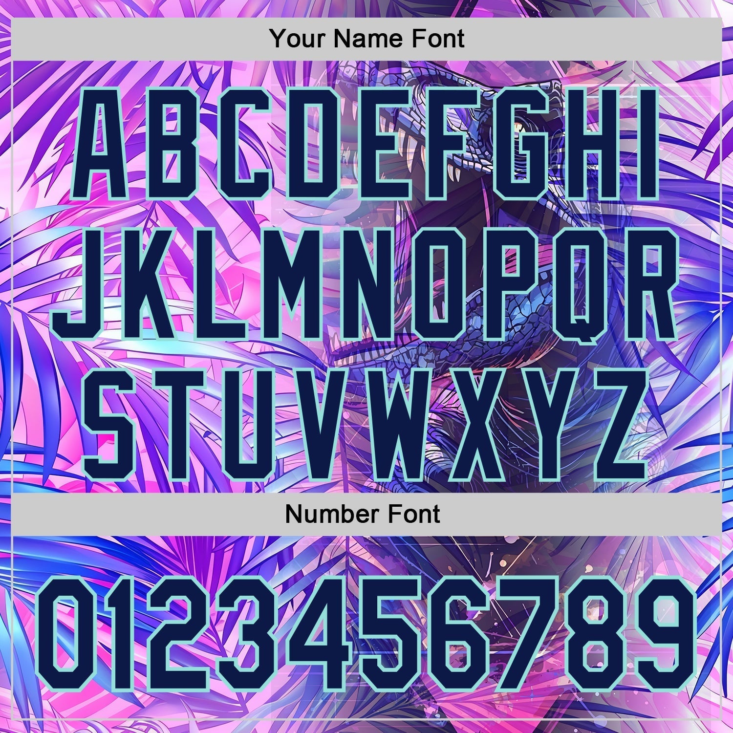 Custom Purple Navy-Ice Blue Cyber Tropical Palm Trees Dinosaur Gothic Fantasy Authentic Baseball Jersey baseball jersey product view 5