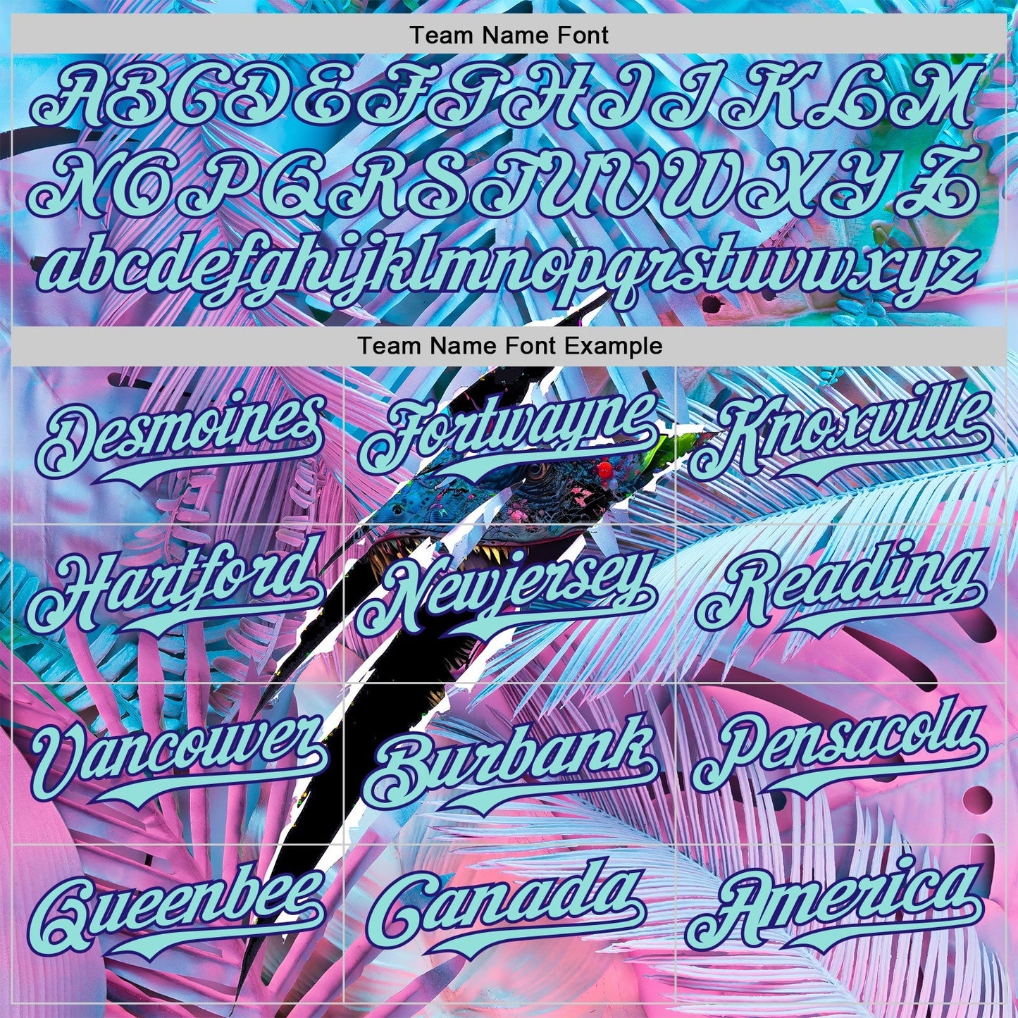 Custom Blue Ice Blue Pink-Dark Purple Cyber Tropical Palm Trees Music Festival Gothic Fantasy Authentic Baseball Jersey baseball jersey product view 4