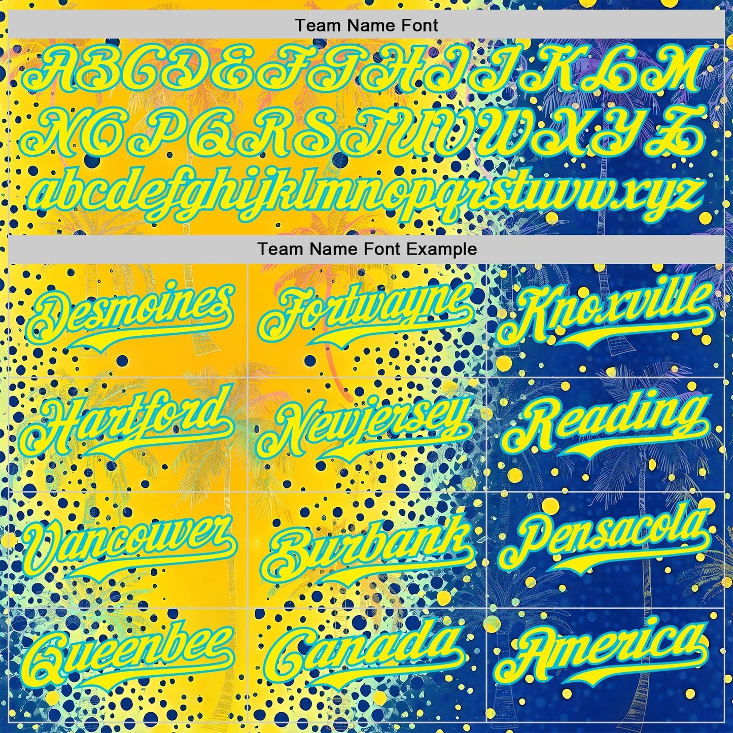 Custom Yellow Light Yellow Blue-Lakes Blue Cyber Tropical Palm Trees Music Festival Gradient Neon Polka Dot Authentic Baseball Jersey baseball jersey product view 4