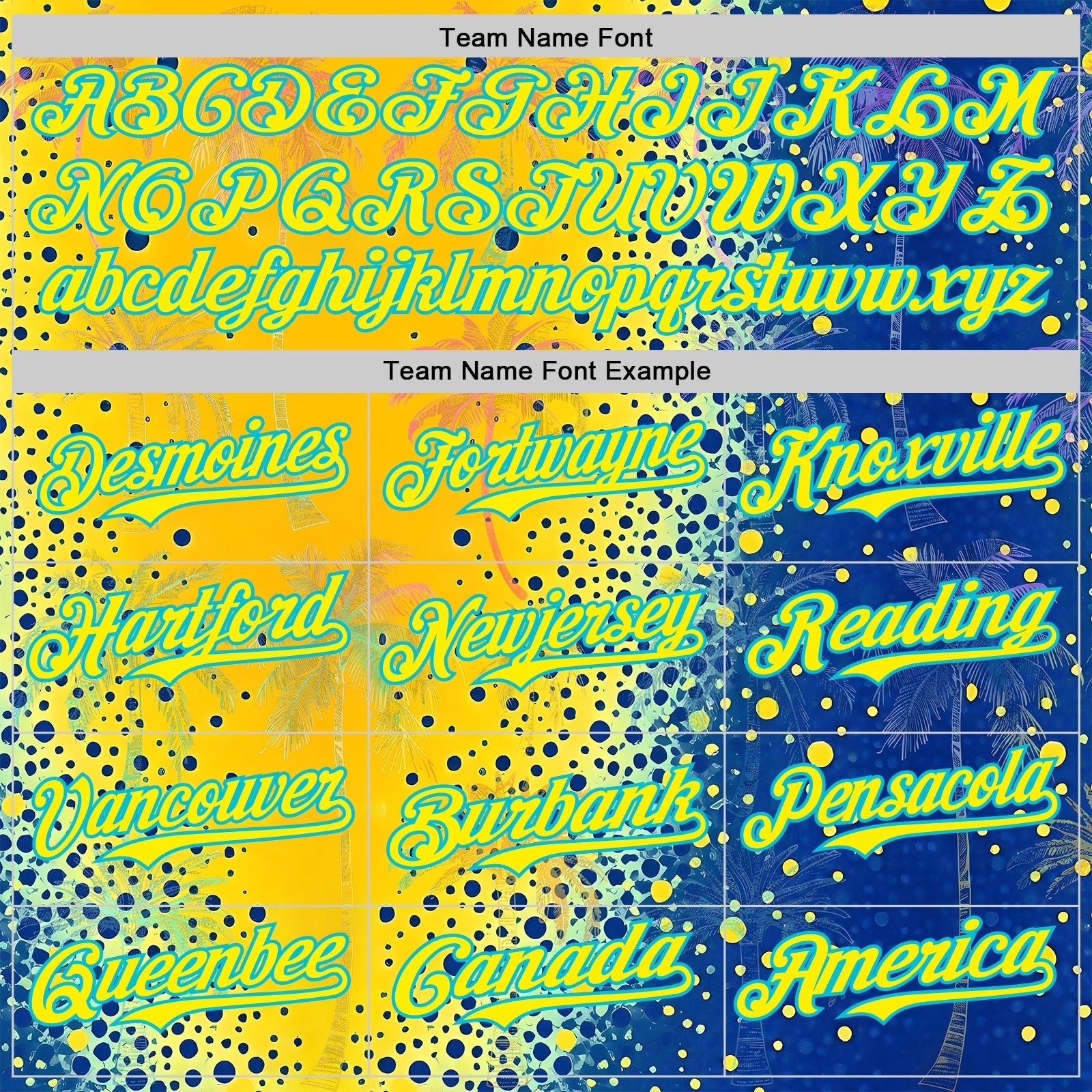 Custom Yellow Light Yellow Blue-Lakes Blue Cyber Tropical Palm Trees Music Festival Gradient Neon Polka Dot Authentic Baseball Jersey baseball jersey product view 4