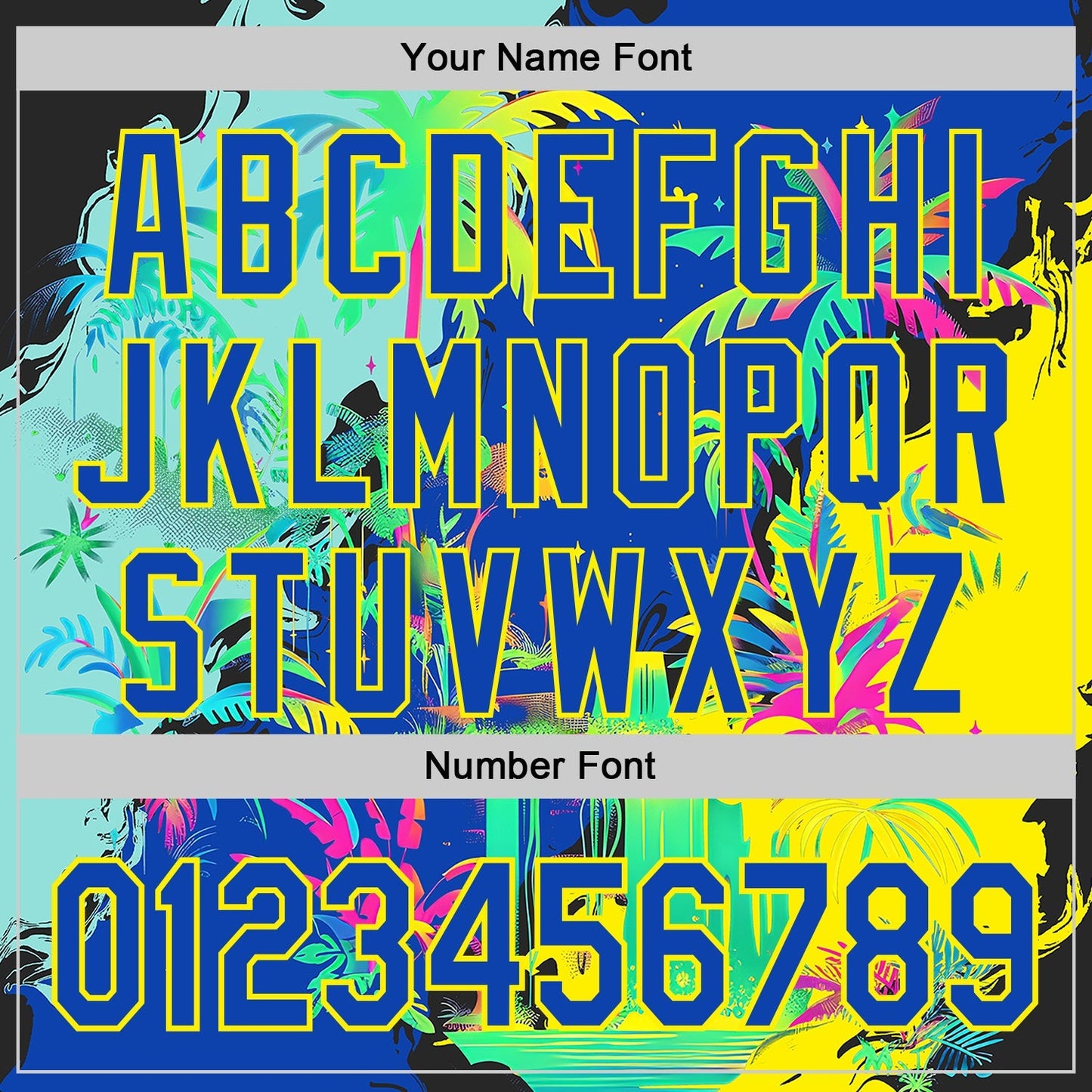 Custom Thunder Blue Green-Light Yellow Cyber Tropical Palm Trees Music Festival Authentic Baseball Jersey baseball jersey product view 5