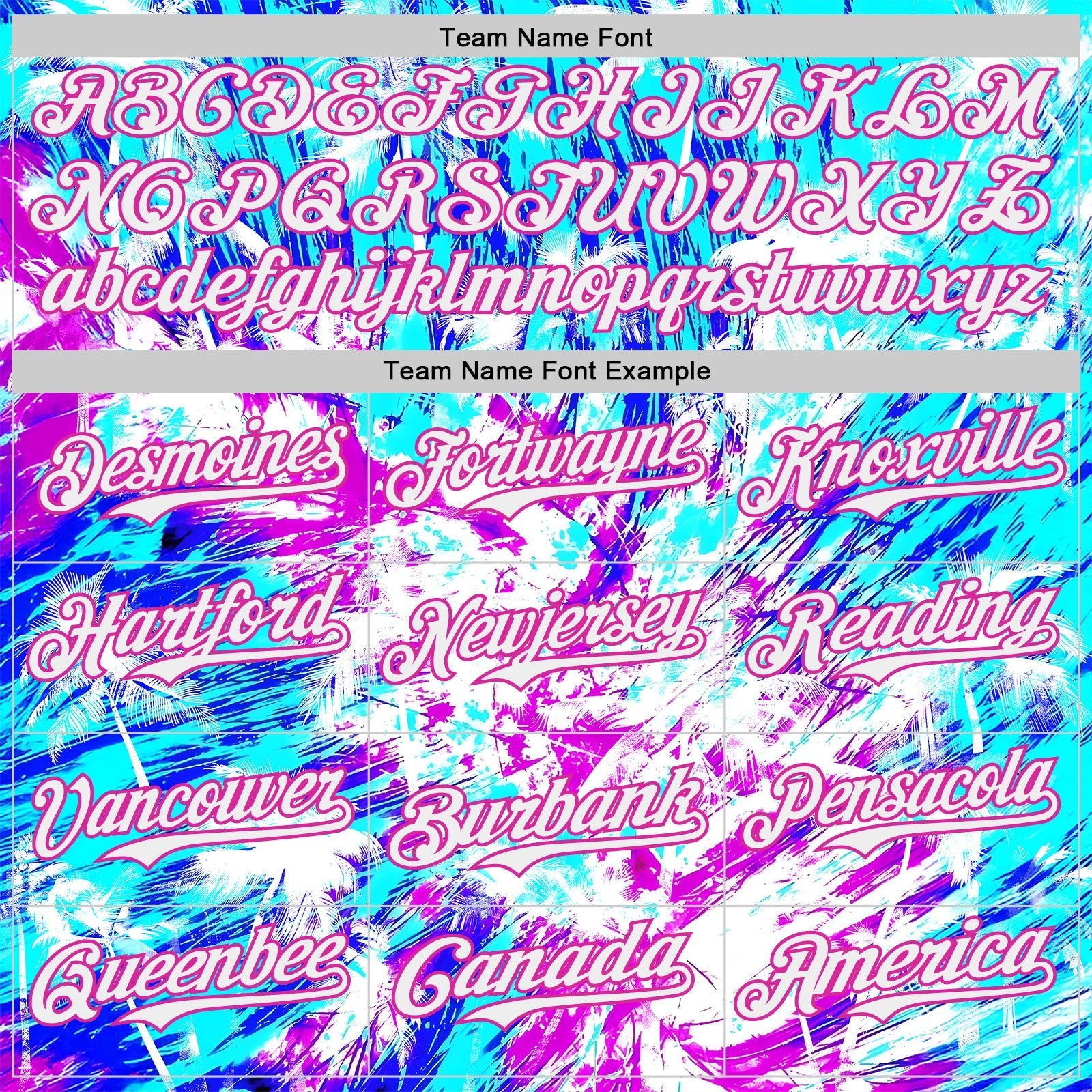 Custom Ice Blue White Blue-Deep Pink Cyber Tropical Palm Trees Music Festival Authentic Baseball Jersey baseball jersey product view 4