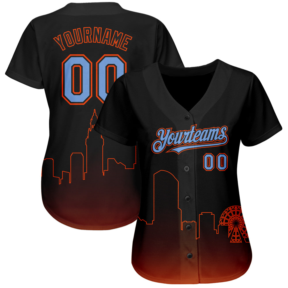 Custom Black Powder Blue-Orange 3D Miami City Edition Fade Fashion Authentic Baseball Jersey baseball jersey product view 2