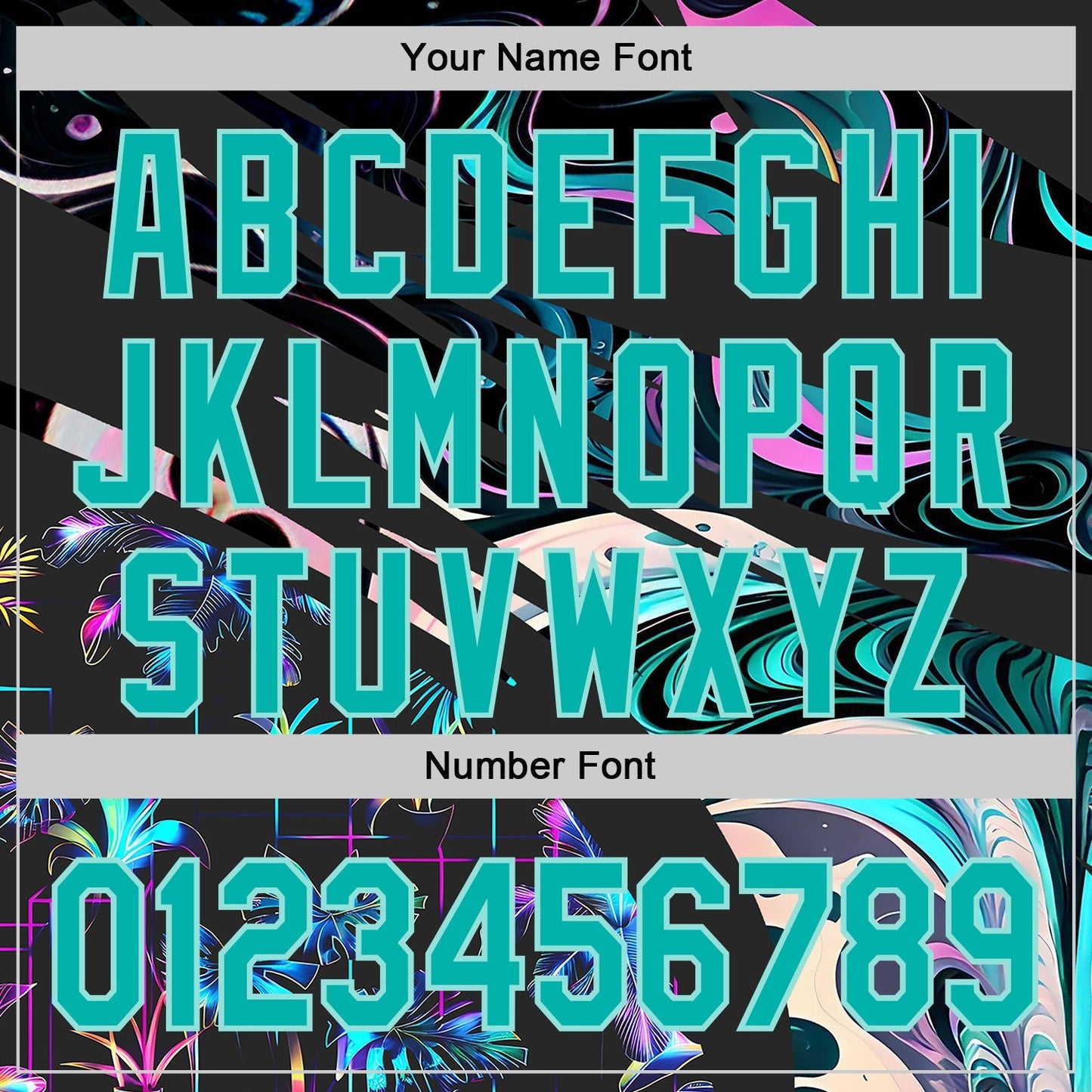 Custom Black Aqua-Ice Blue Cyber Tropical Palm Trees Music Festival Fluid Liquid Authentic Baseball Jersey baseball jersey product view 5