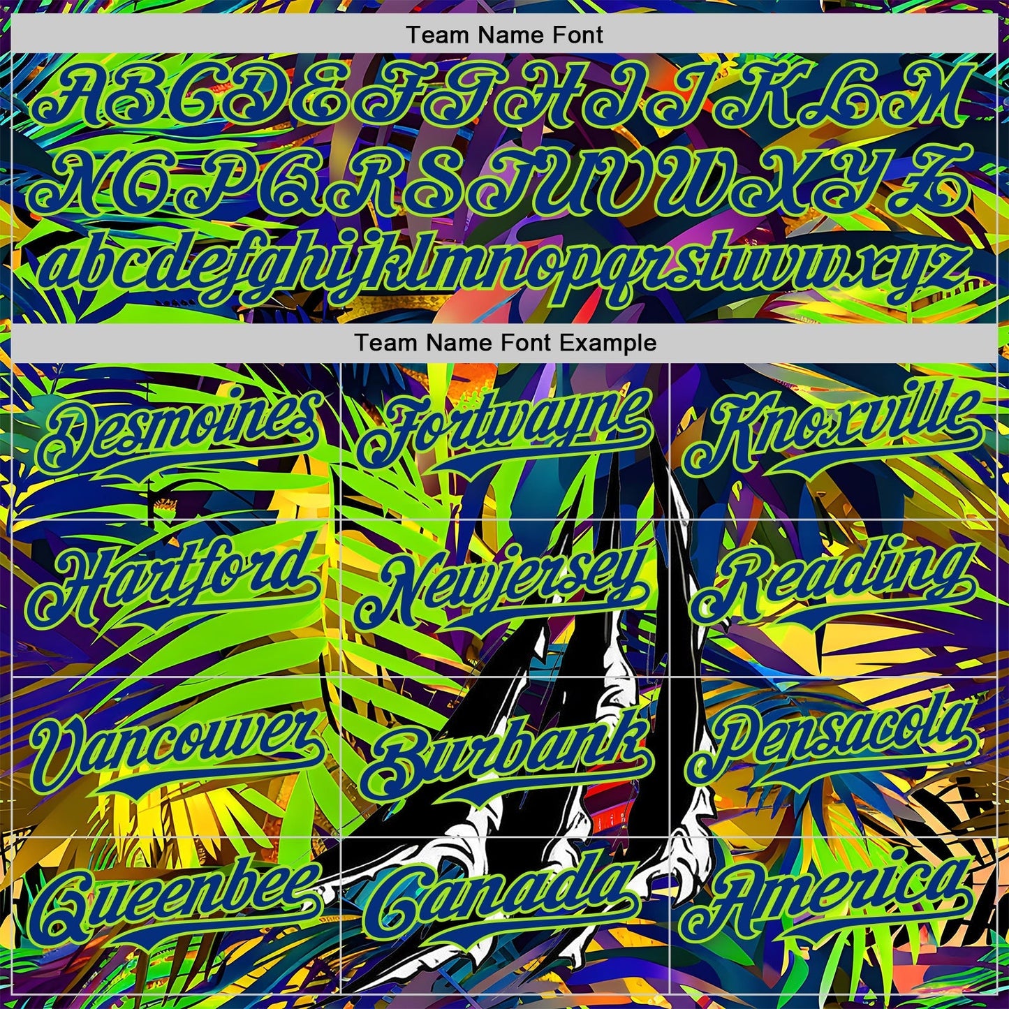 Custom Black Royal-Neon Green Cyber Tropical Palm Trees Music Festival Claw Marks Authentic Baseball Jersey baseball jersey product view 4