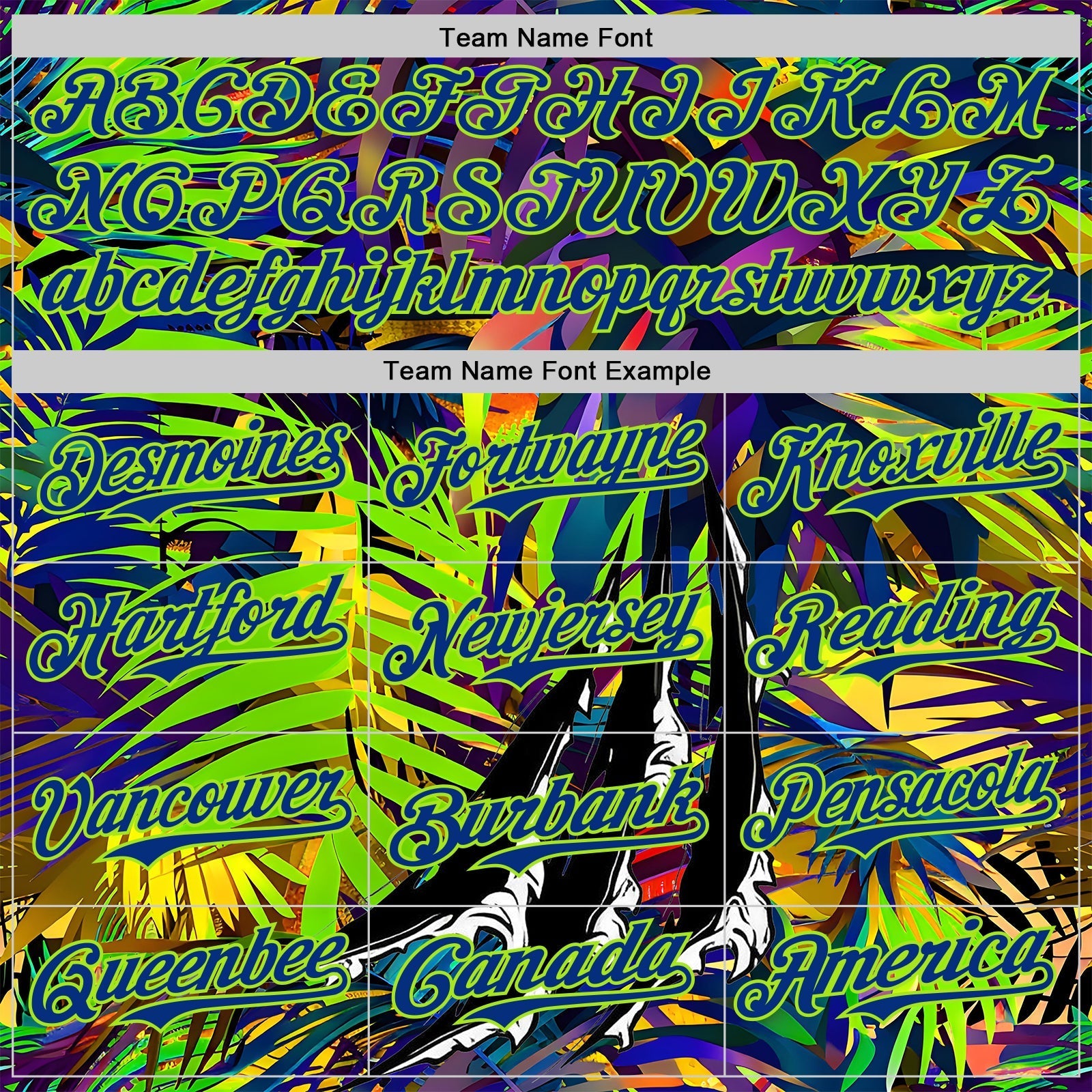 Custom Black Royal-Neon Green Cyber Tropical Palm Trees Music Festival Claw Marks Authentic Baseball Jersey baseball jersey product view 4