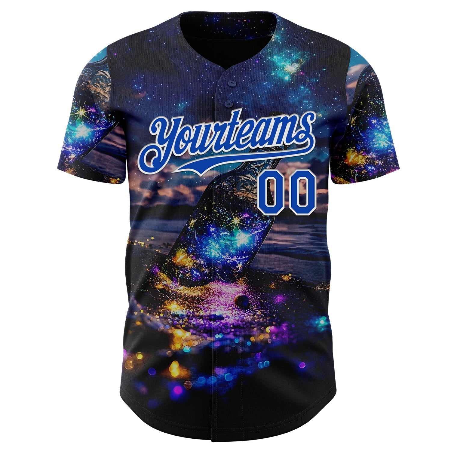 Custom Blue Thunder Blue-White Galaxy Star Authentic Baseball Jersey baseball jersey product view 2