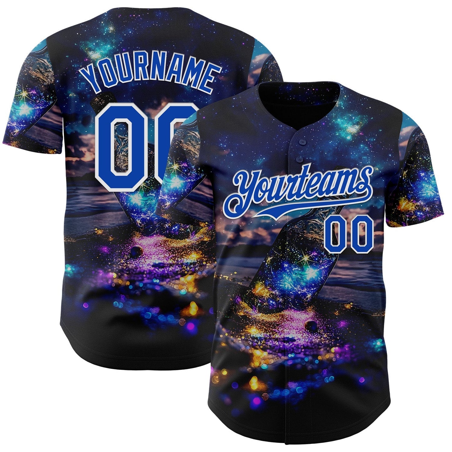 Custom Blue Thunder Blue-White Galaxy Star Authentic Baseball Jersey baseball jersey product view 1