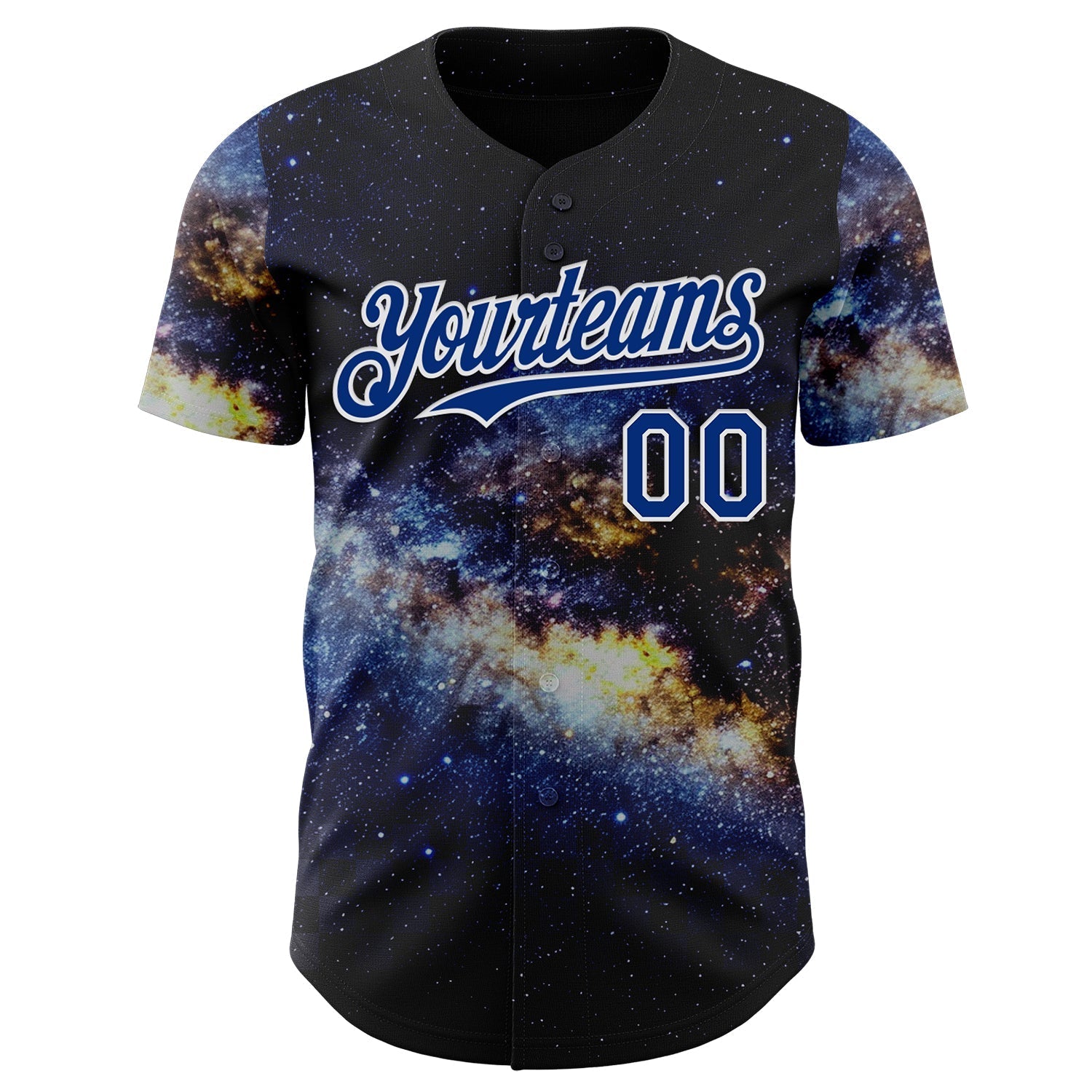 Custom Black Royal-White Galaxy Star Nebula Authentic Baseball Jersey baseball jersey product view 2