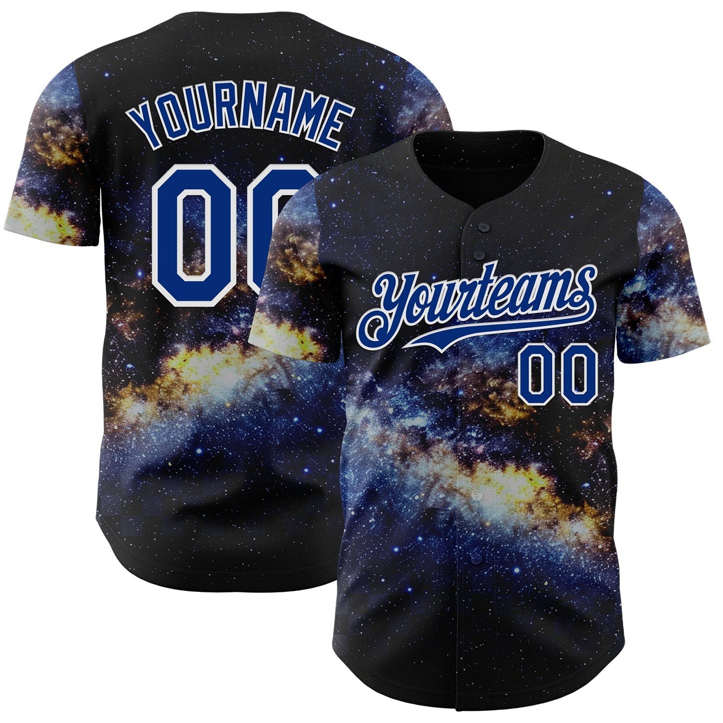 Custom Black Royal-White Galaxy Star Nebula Authentic Baseball Jersey baseball jersey product view 1
