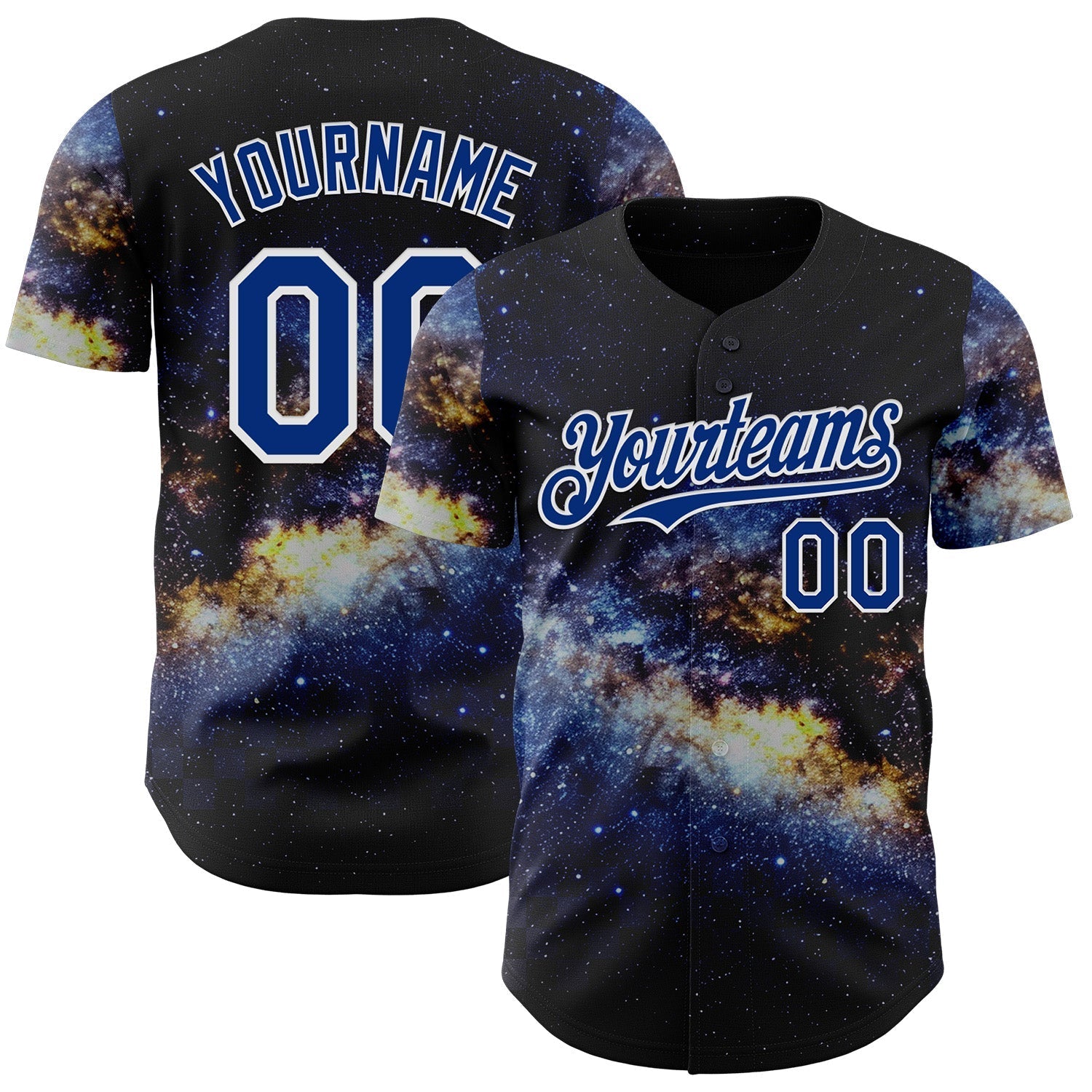 Custom Black Royal-White Galaxy Star Nebula Authentic Baseball Jersey baseball jersey product view 1