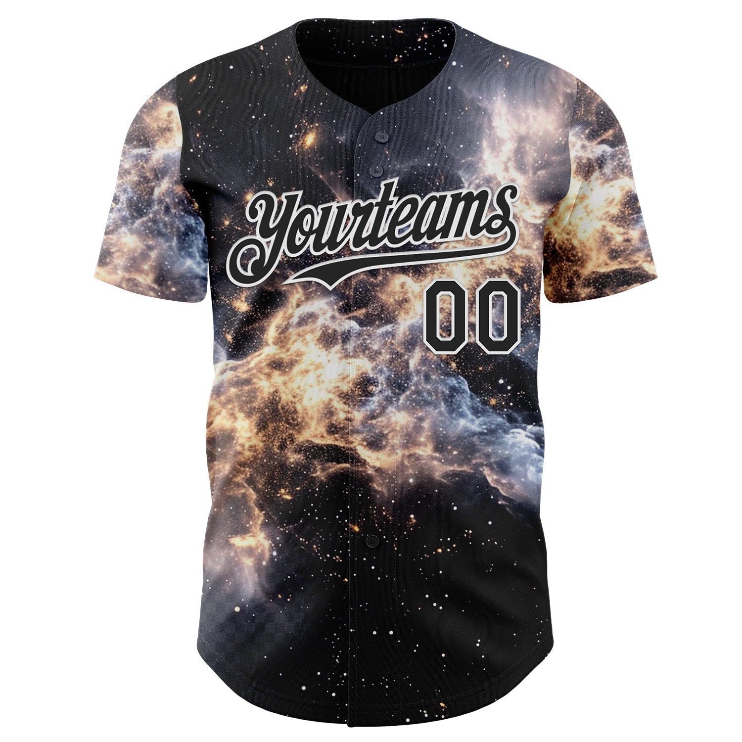 Custom Black-White Galaxy Star Nebula Authentic Baseball Jersey baseball jersey product view 2