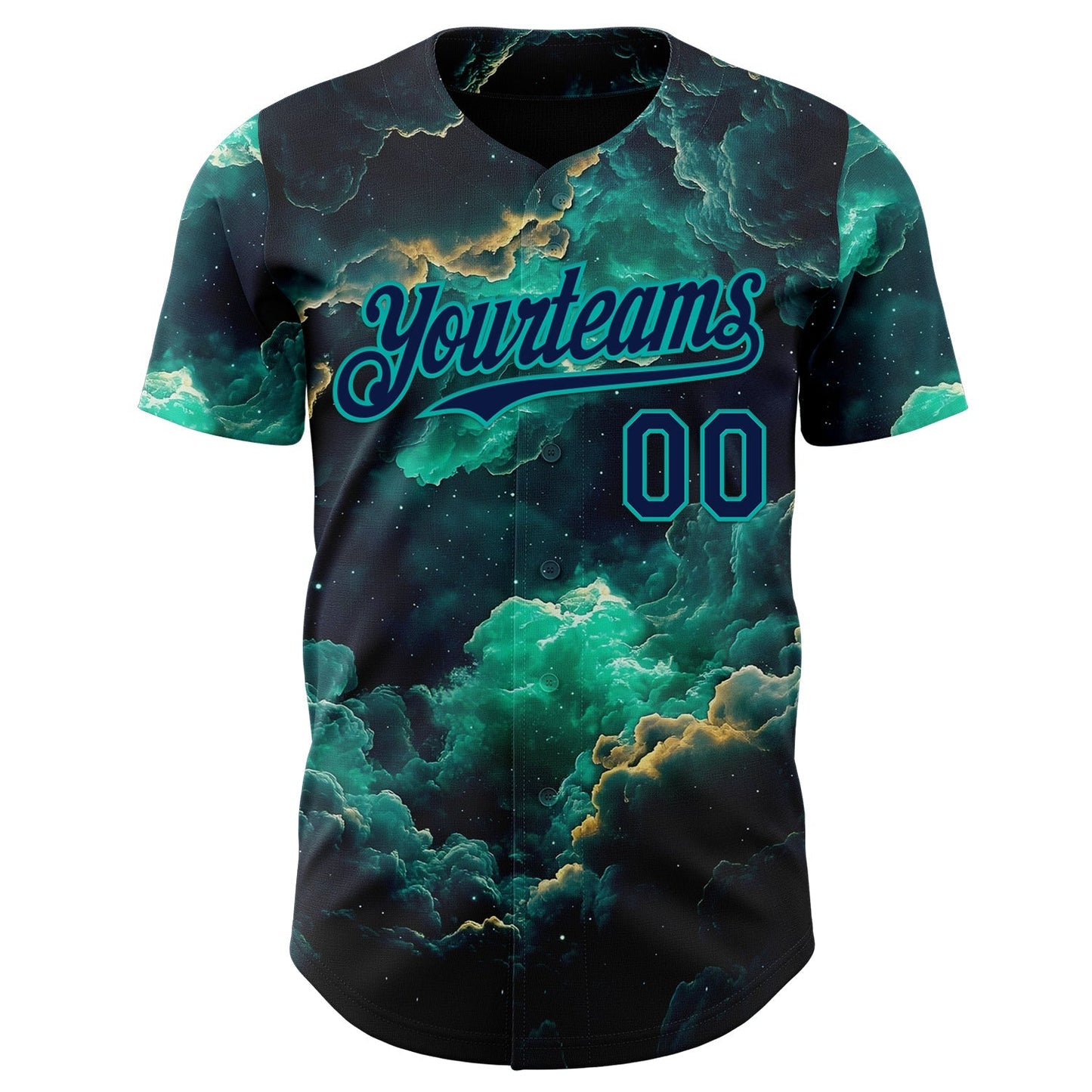 Custom Navy-Aqua Galaxy Star Nebula Authentic Baseball Jersey baseball jersey product view 2