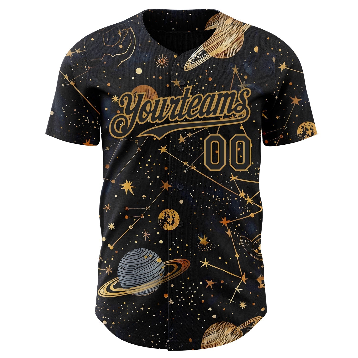 Custom Black-Vegas Gold Galaxy Star Authentic Baseball Jersey baseball jersey product view 2